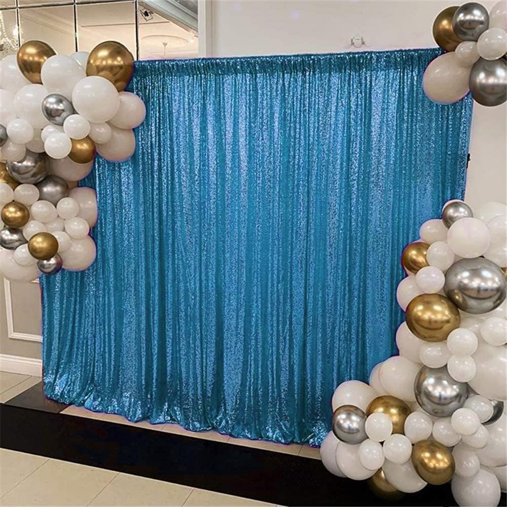8ft x 8ft Aqua Blue Sequin Backdrop Curtain Sparkle Photo Backdrop for Wedding Birthday Baby Shower Wall Decorations