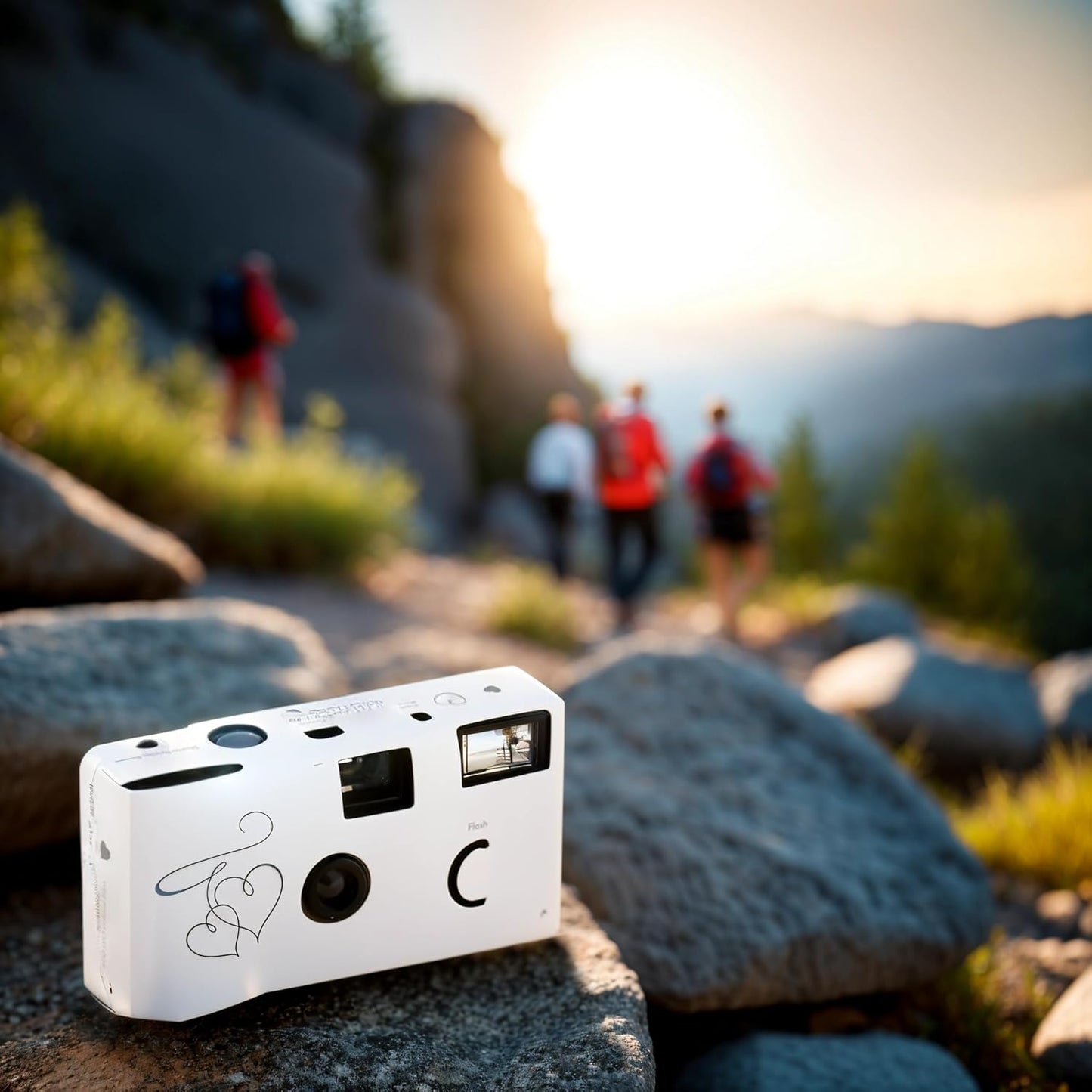 Weddingstar Disposable Camera with Flash - Single Use 35mm Film Camera for Wedding or Party Favors - Silver Enchanted Hearts (10 Pack)