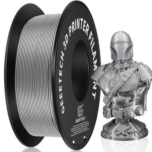Geeetech Silver Filament, PLA Filament 1.75mm 1kg Spool (2.2lbs), Dimensional Accuracy +/- 0.02 mm, 3D Printing Filament Fit Most FDM Printer, New Silver
