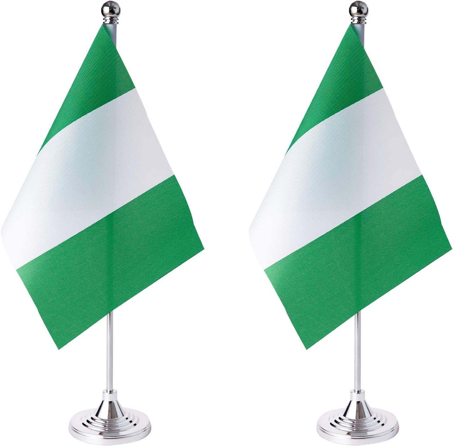 ZXvZYT 2 Pack Nigeria flag Nigerian Table Flag Small Mini Nigerian Desk Flags With Stand Base,International Festival Events Celebration Decorate,Home office Decorations