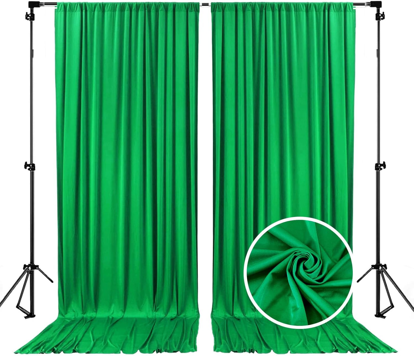 10 x 7 Feet Grass Green Backdrop Curtain for Partie, Background Curtains for Photoshoot, Birthday, Wedding, Halloween, Thanksgiving, Christmas, New Year Party Decorations 5Ft x 7Ft, 2 Panels