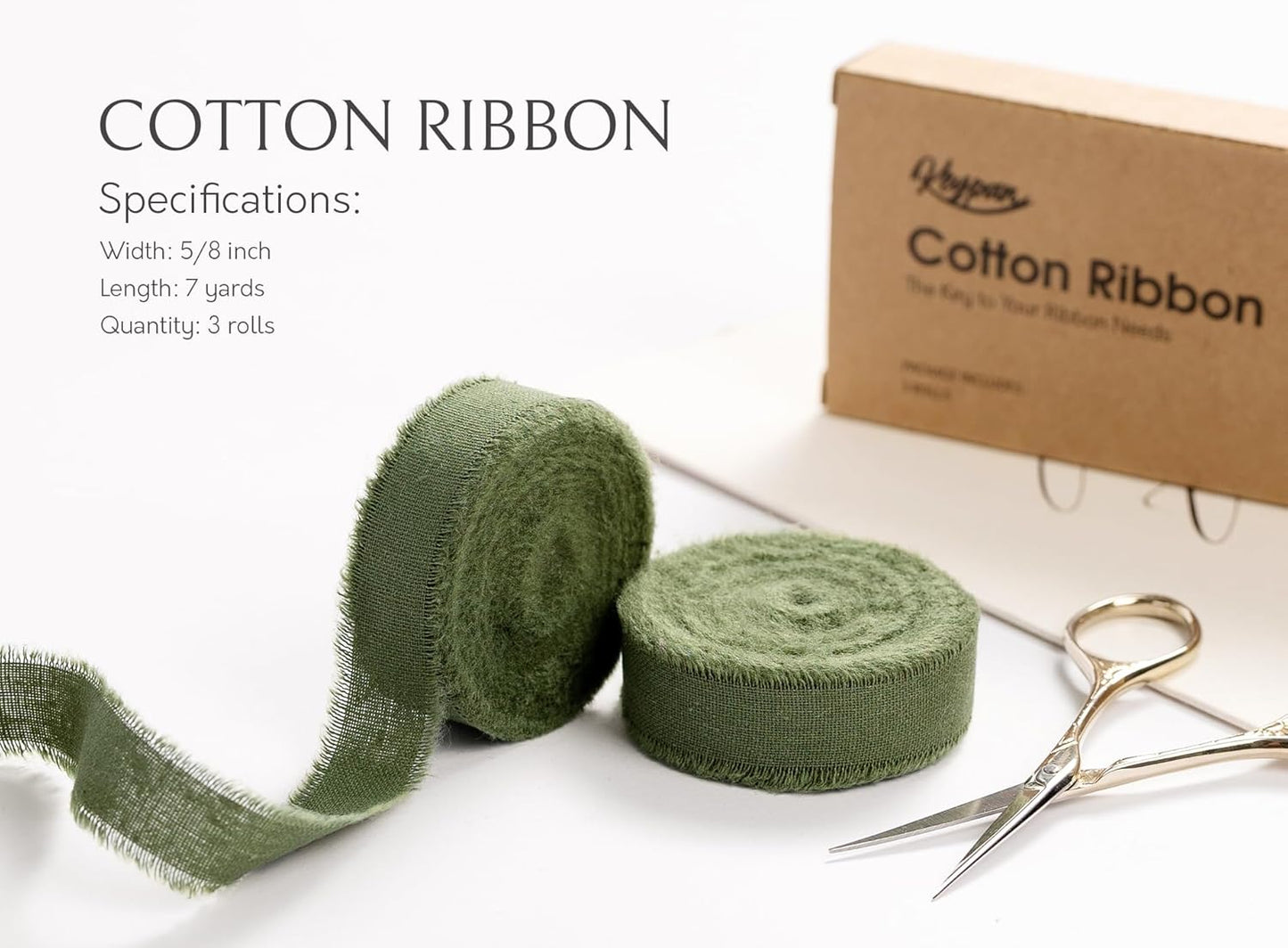 Hunter Green Ribbon 5/8" x 21 Yards with Frayed Fringe Fabric Cotton Ribbons for Gift Wrapping Wedding Invitations Flower Bouquet Baby Shower