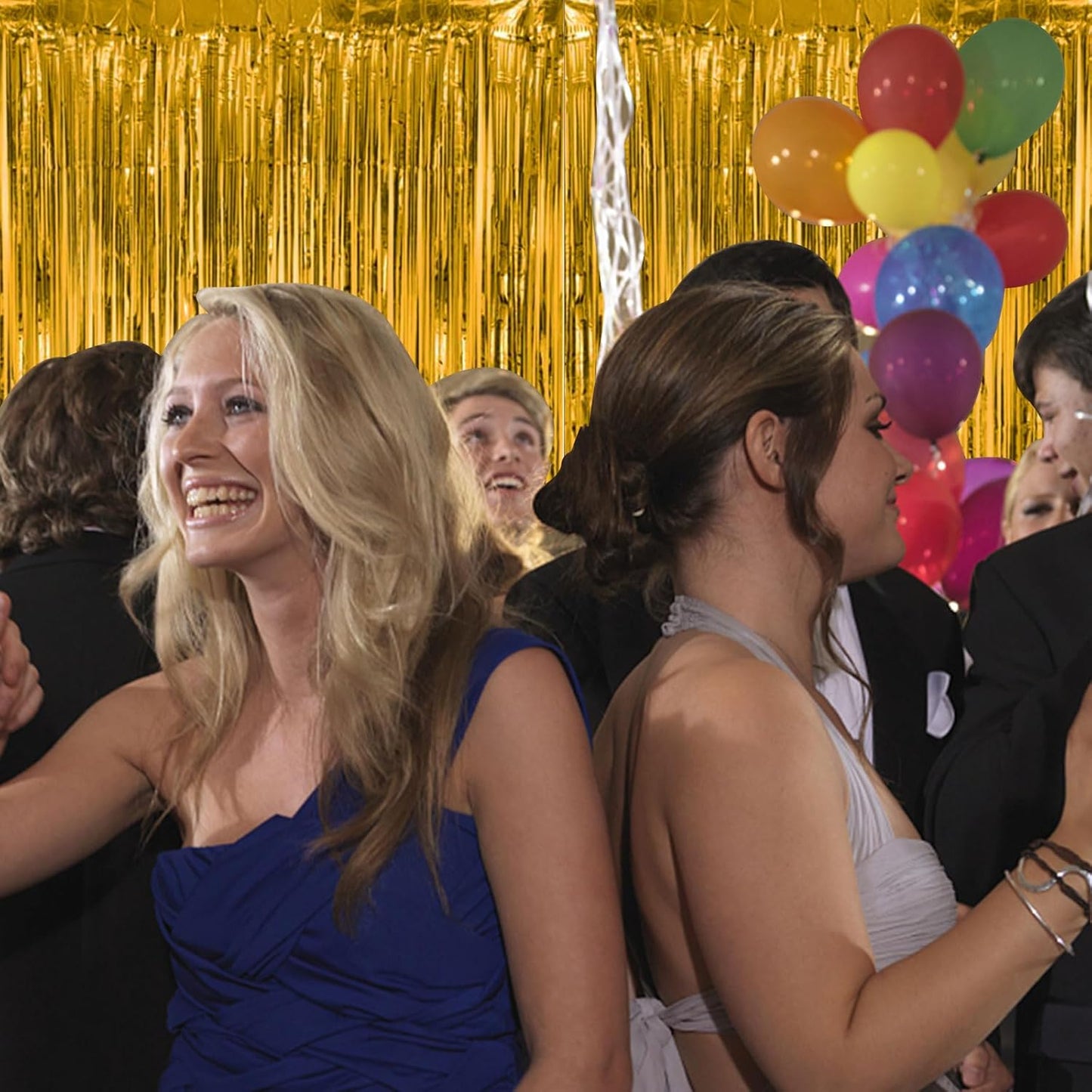 3 Pack Gold Fringe Backdrop Curtain Tinsel Party Streamers Birthday Party Decorations New Year Photo Booth Backdrop Halloween Christmas Graduation Bachelorette Theme Party Decorations