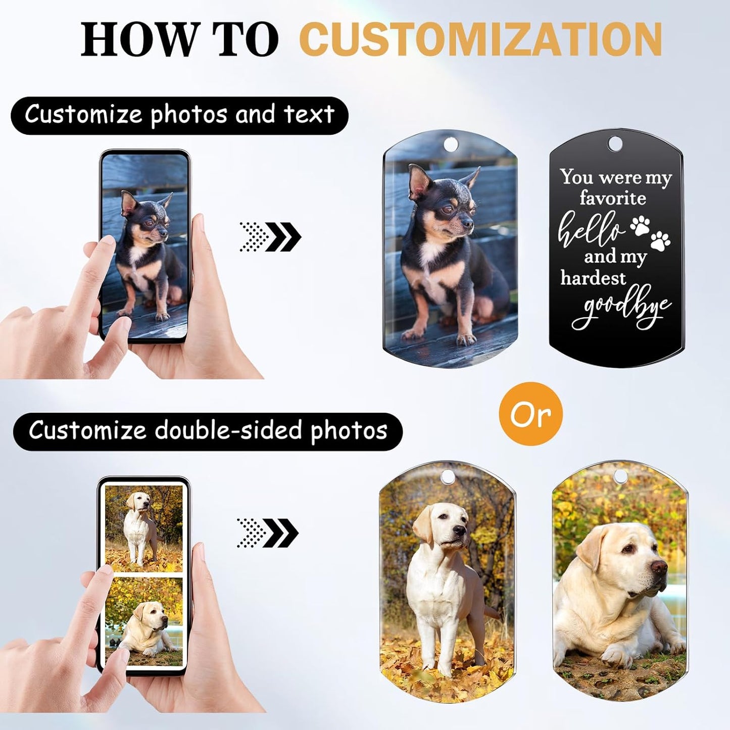 Funnylife Personalized Dog Memorial Photo Keychain Stainless Steel Custom Pet Memory Keychain Loss of Dog Sympathy Gifts