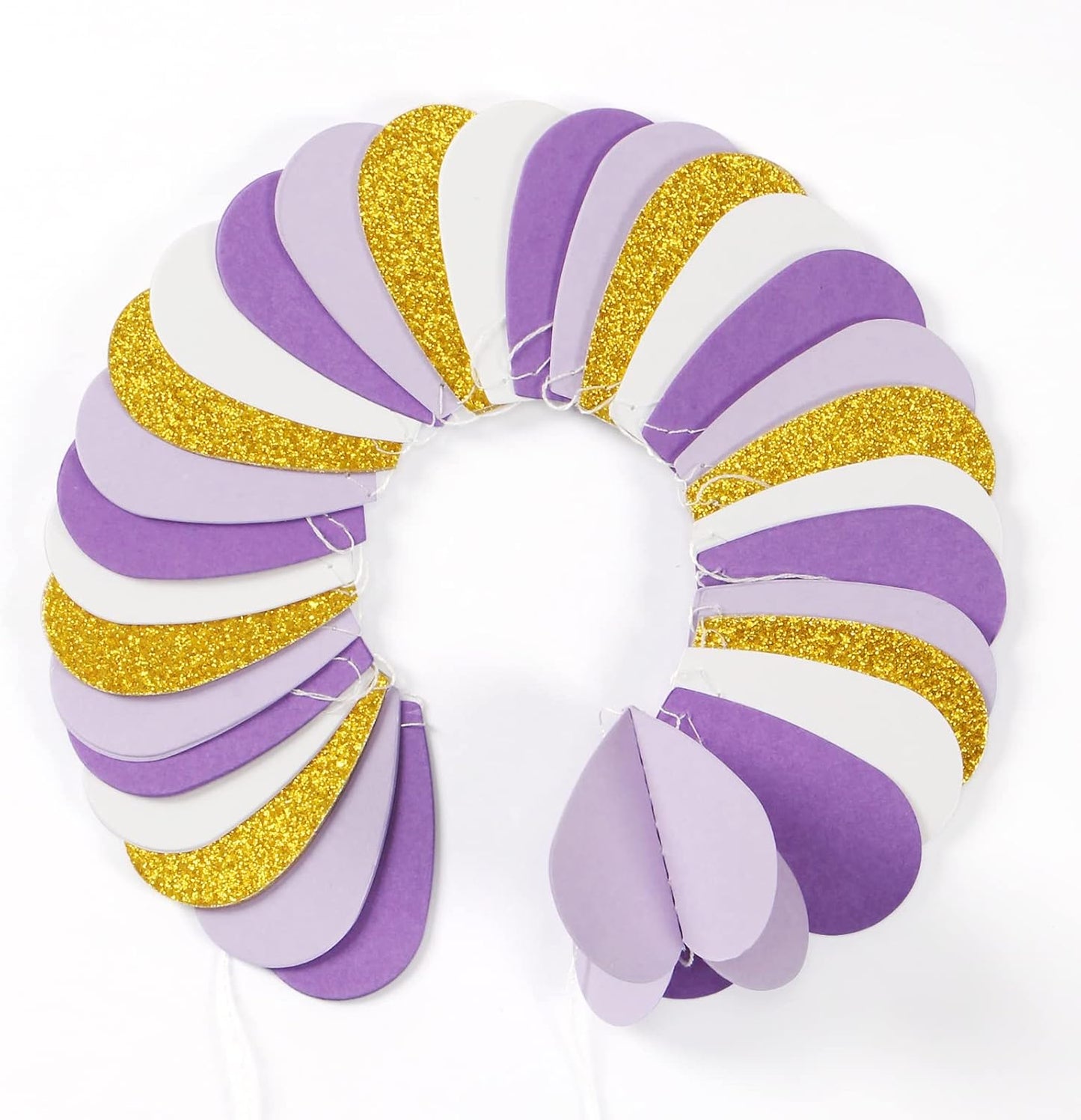 Purple-Gold Party-Decorations 3D Heart Garland - 39Ft White Purple Lavender Graduation Hanging Paper Streamers Banner, Women Birthday Wedding Engagement Baby Bridal Shower Decor Ouruola