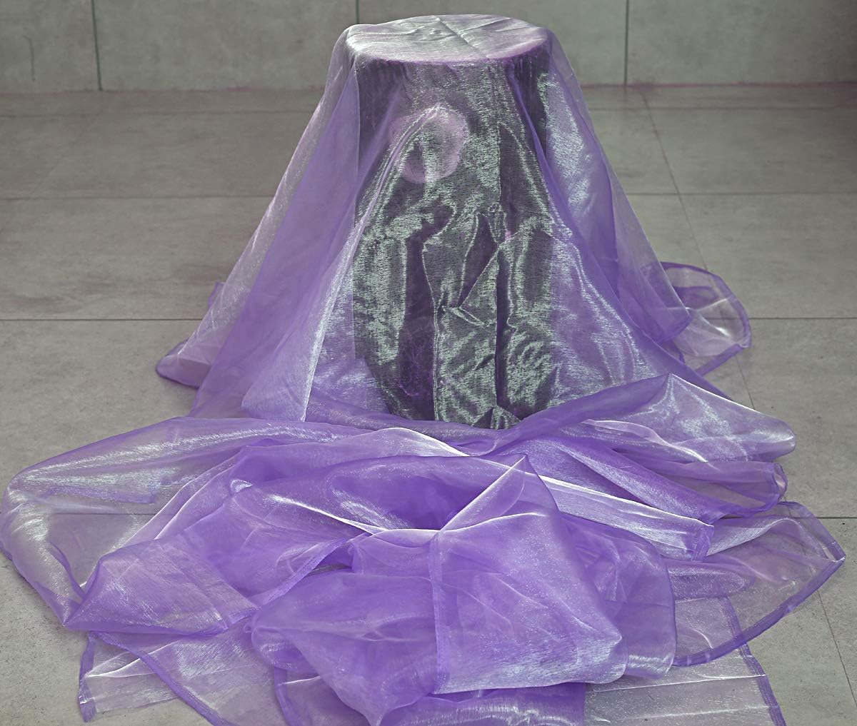 VDS Lavender Organza Fabric, 60 Yards Continuous, 45” Wide, Wedding Party Decoration Iridescent Crystal Sheer Shiny Organza Tulle Bridal Dress DIY Crafts Costume Sewing Backdrop Arch Cloth