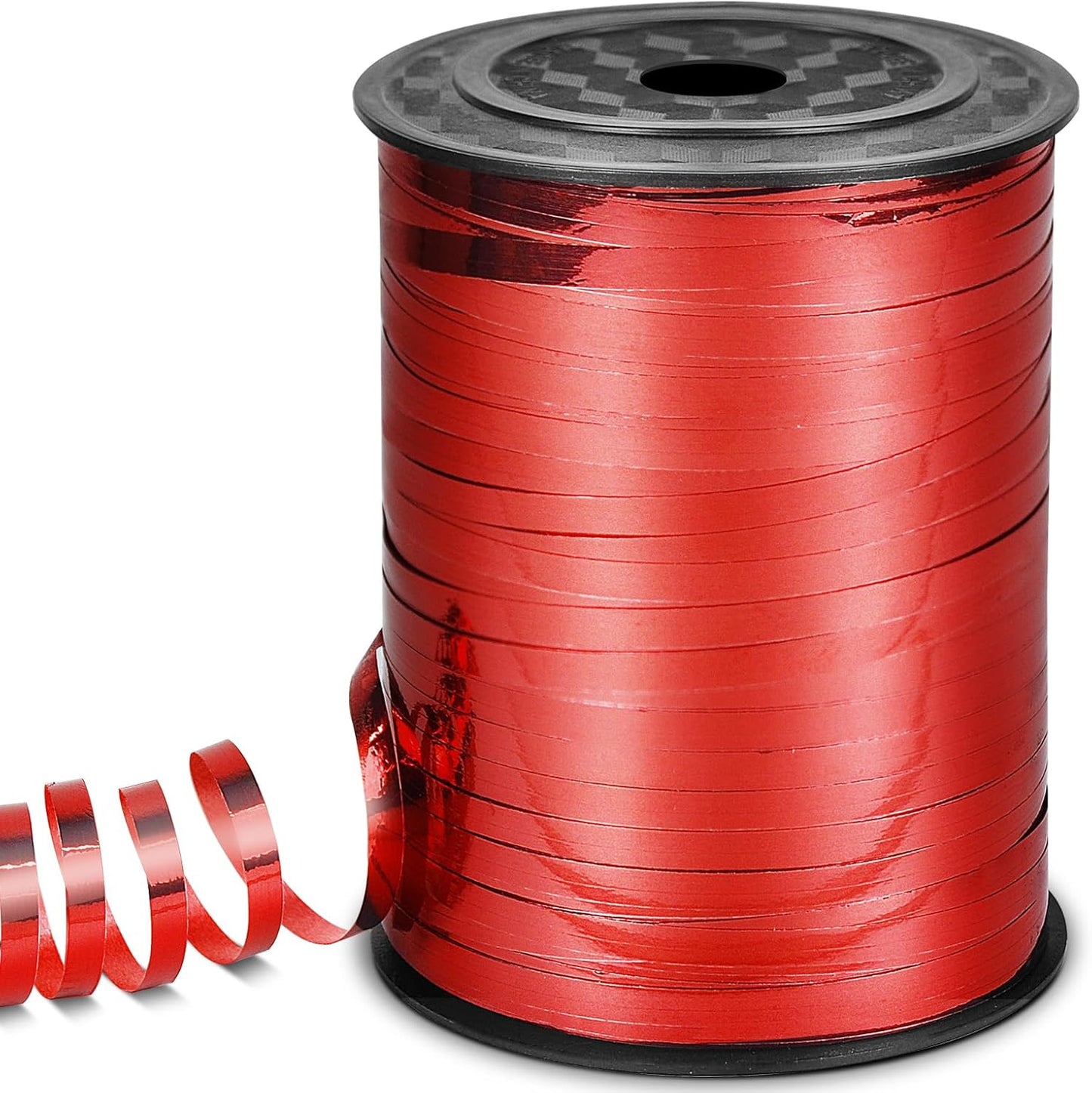 Red Curling Ribbon, 500 Yard for Crafts, Shiny Metallic Iridescent Crimped for Gift Wrapping, Balloons String, Florist Flower (1 Roll)