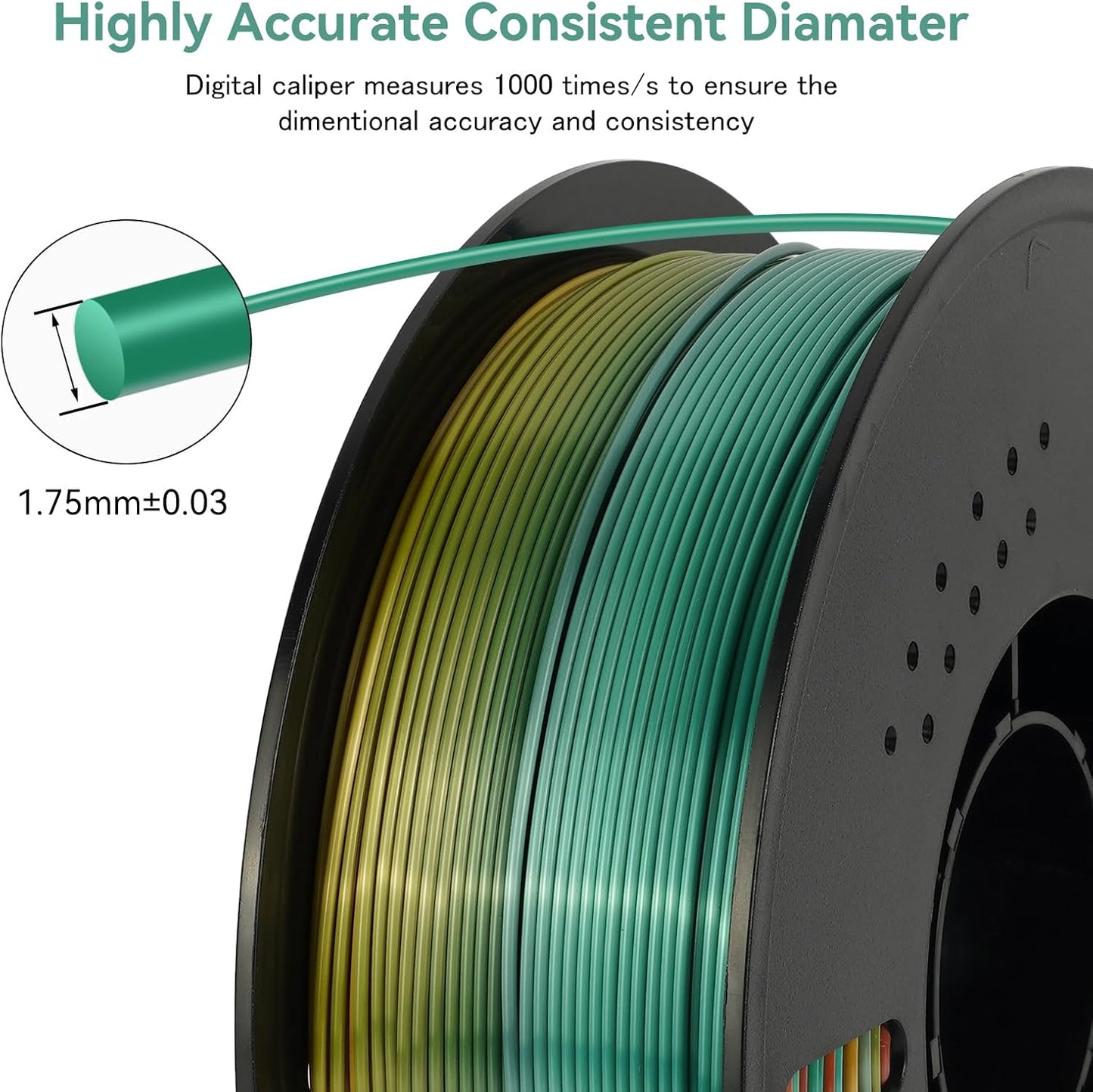 Kingroon Silk PLA Filament 1.75mm Rainbow Color Changing Filament 3D Printer Filament 1kg Dimensional Accuracy ±0.03mm,Fit Most 3D Printer(Macaron)
