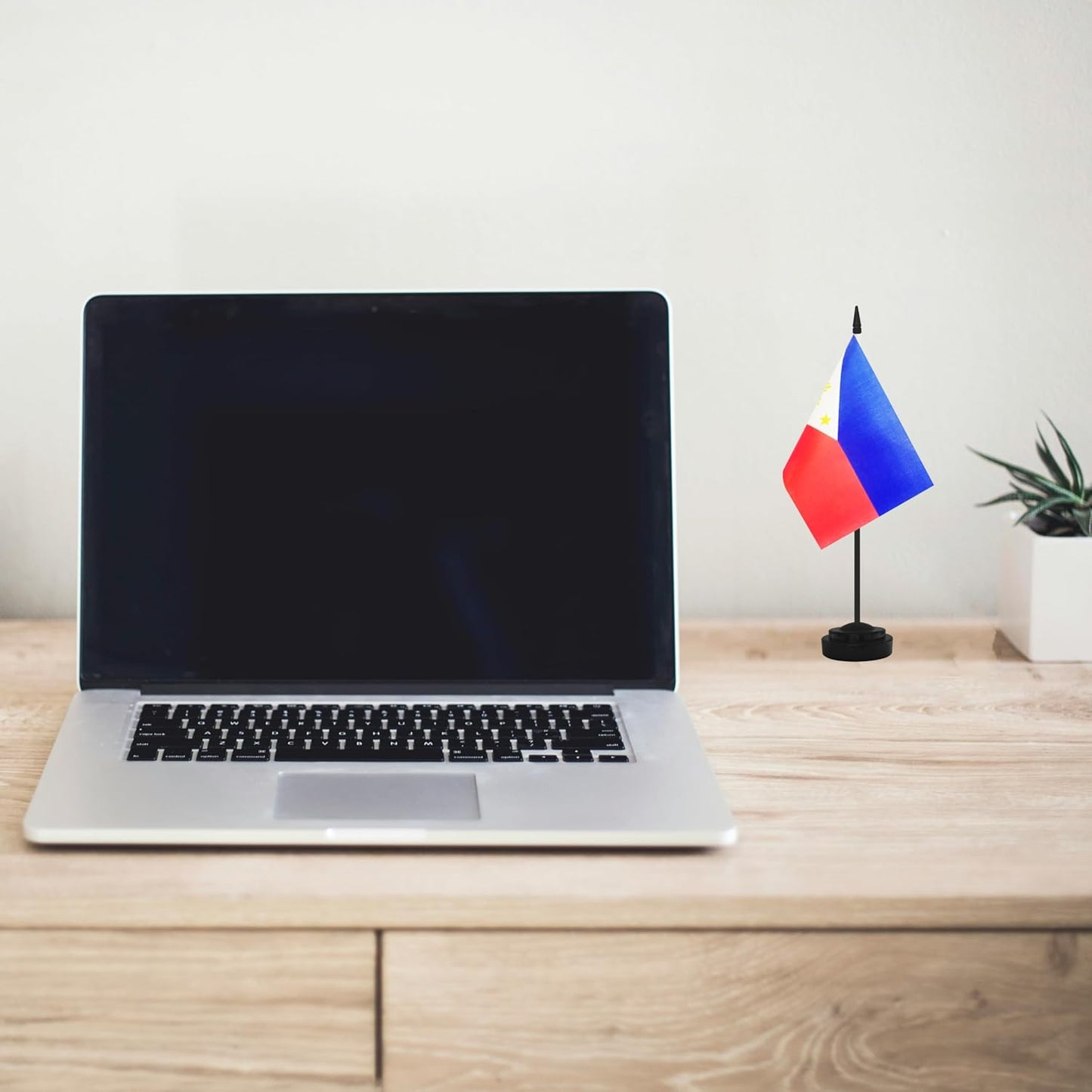 2 Pack Philippine Desk Flag Set, Philippine Desktop Small Miniature Table Office Flag with 12" Black Pole and Black Base, Offices, Classroom, Home, Festival Decoration (Philippine)