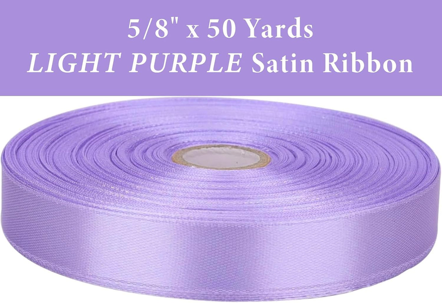 5/8" x 50 Yards Light Purple Satin Ribbon Single Faced Fabric Ribbons for Gift Wrapping, Crafting, Bows Making, Sewing, Wedding, Home Decor