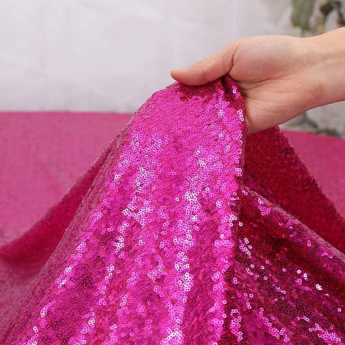 Fuchsia Sequin Backdrop Sequin Backdrop (8FTx8FT, Fuchsia) Sparkly Background Drapes for Party Birthday Weeding Decor