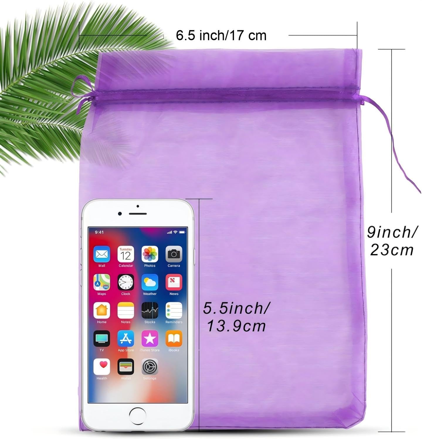ANZNKU 100 Pack Premium Organza Bags 6x9 inches, Mesh Drawstring Bags for Halloween Gifts Sheer Organza Bag for Wedding Party Favor Christmas(Purple)