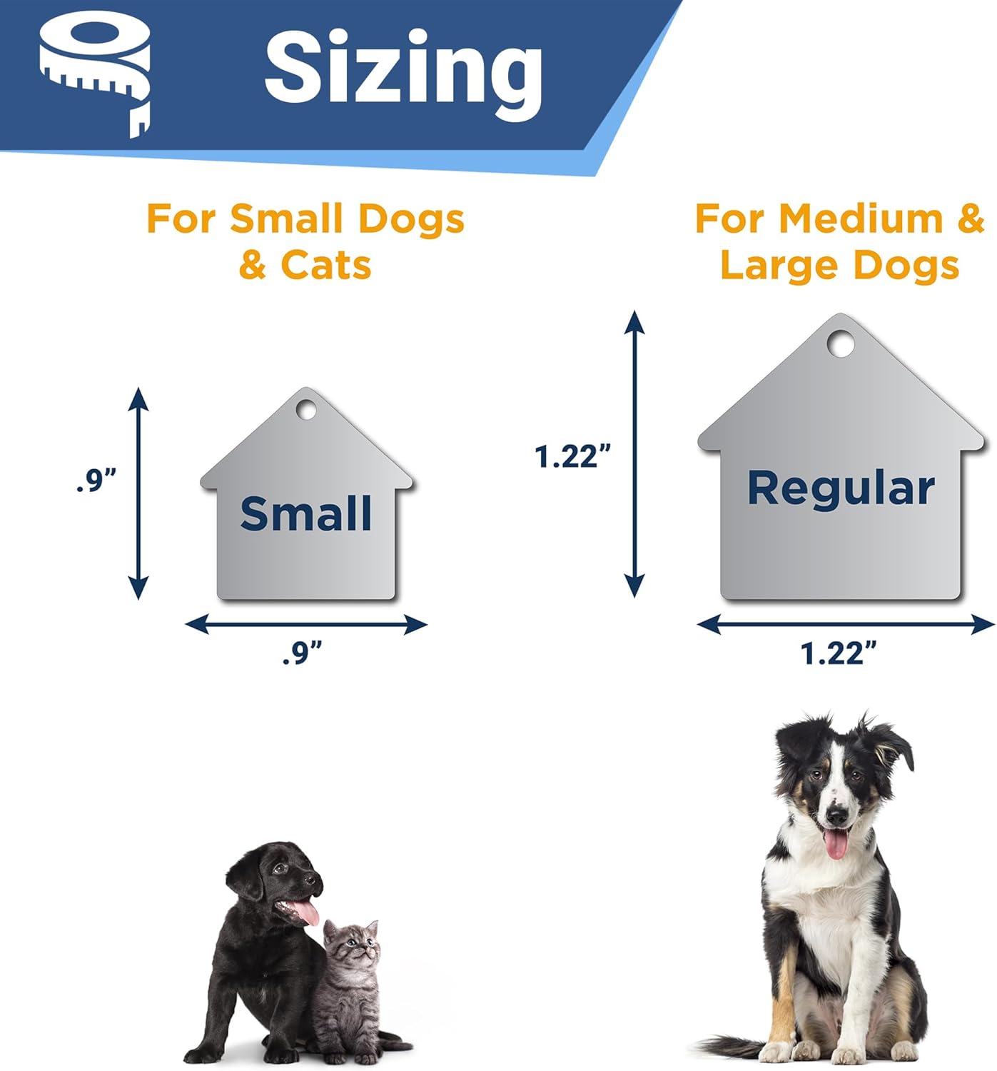 GoTags Stainless Steel Pet ID Tags, Personalized Dog Tags and Cat Tags, up to 8 Lines of Custom Text, Engraved on Both Sides, in Bone, Round, Heart, Bow Tie and More