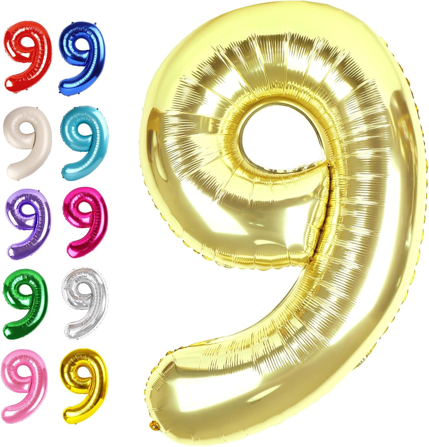 Big Light Gold 40 Inch 9 Balloon Number, Jumbo Giant 9th 19 29 39 49 99 Birthday Party Decorations, Large Champagne Gold Foil Balloons Anniversary Birthday Party Engagement Decorations