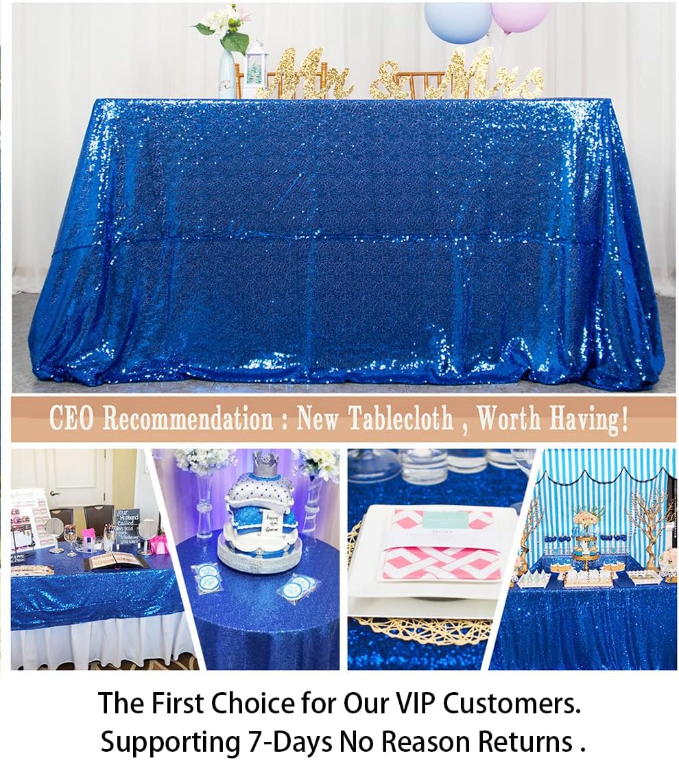 ShinyBeauty Square Tablecloth 72x72-Inch Sequin Tablecloth Overlay Royal Blue Table Cover Sequined Table Cloths for Wedding Blue Shimmer Tablecloth Linen Square Overlay for Cocktail/Cake