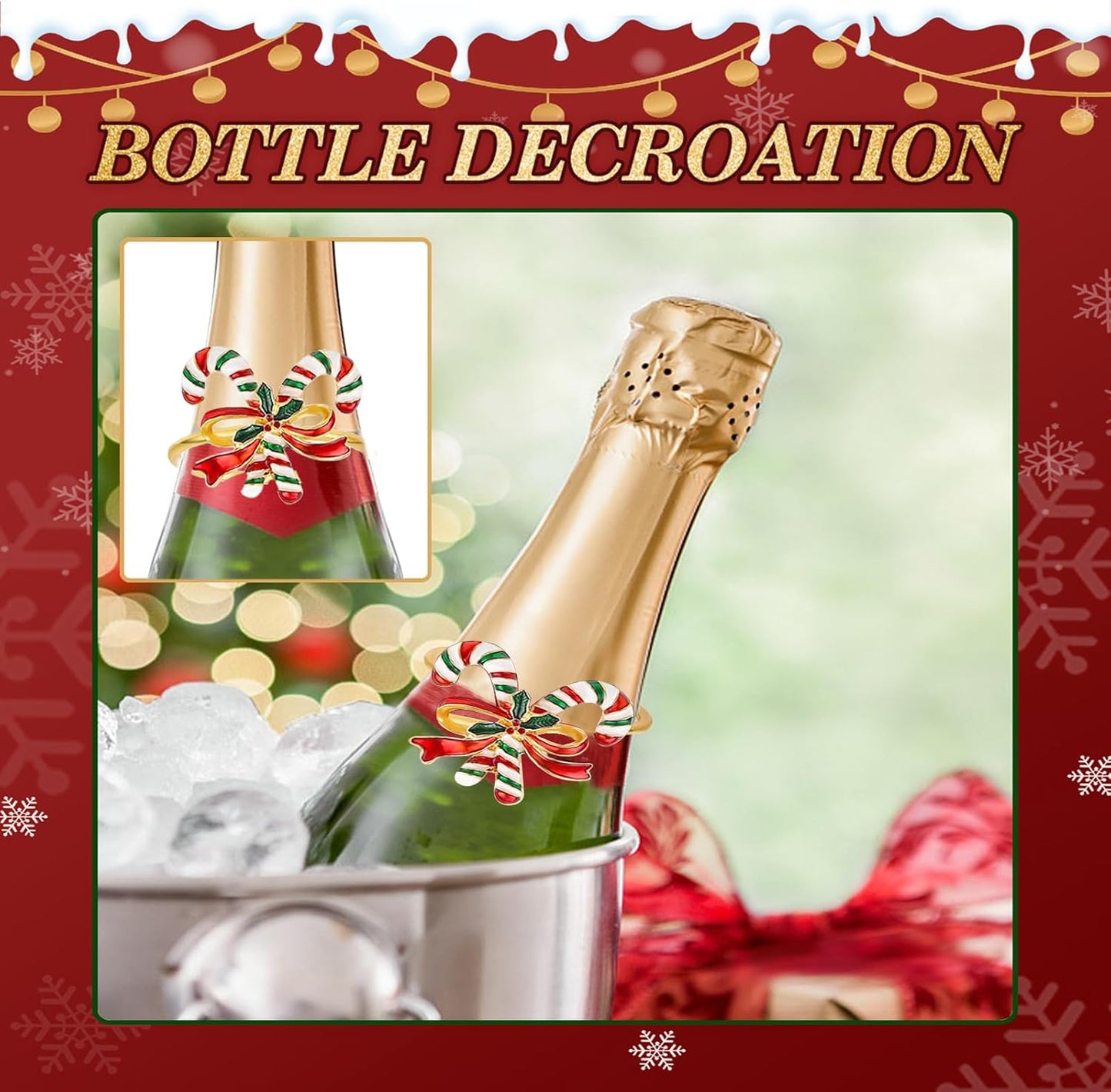 KPOSIYA 12PCS Christmas Napkin Rings Set of 6 and 6pcs Red Napkins Cloth, Metal Xmas Napkin Ring Holders for Winter Christmas Holiday Dinner Party Table Decoration