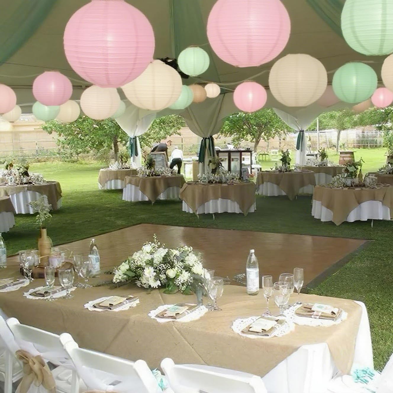 Sage Green Pink Paper Lanterns Decorative 12pcs Wedding Hanging Decorations for Bridal Shower Birthday Rustic Party Neutral Baby Shower Sage Green Home Decor