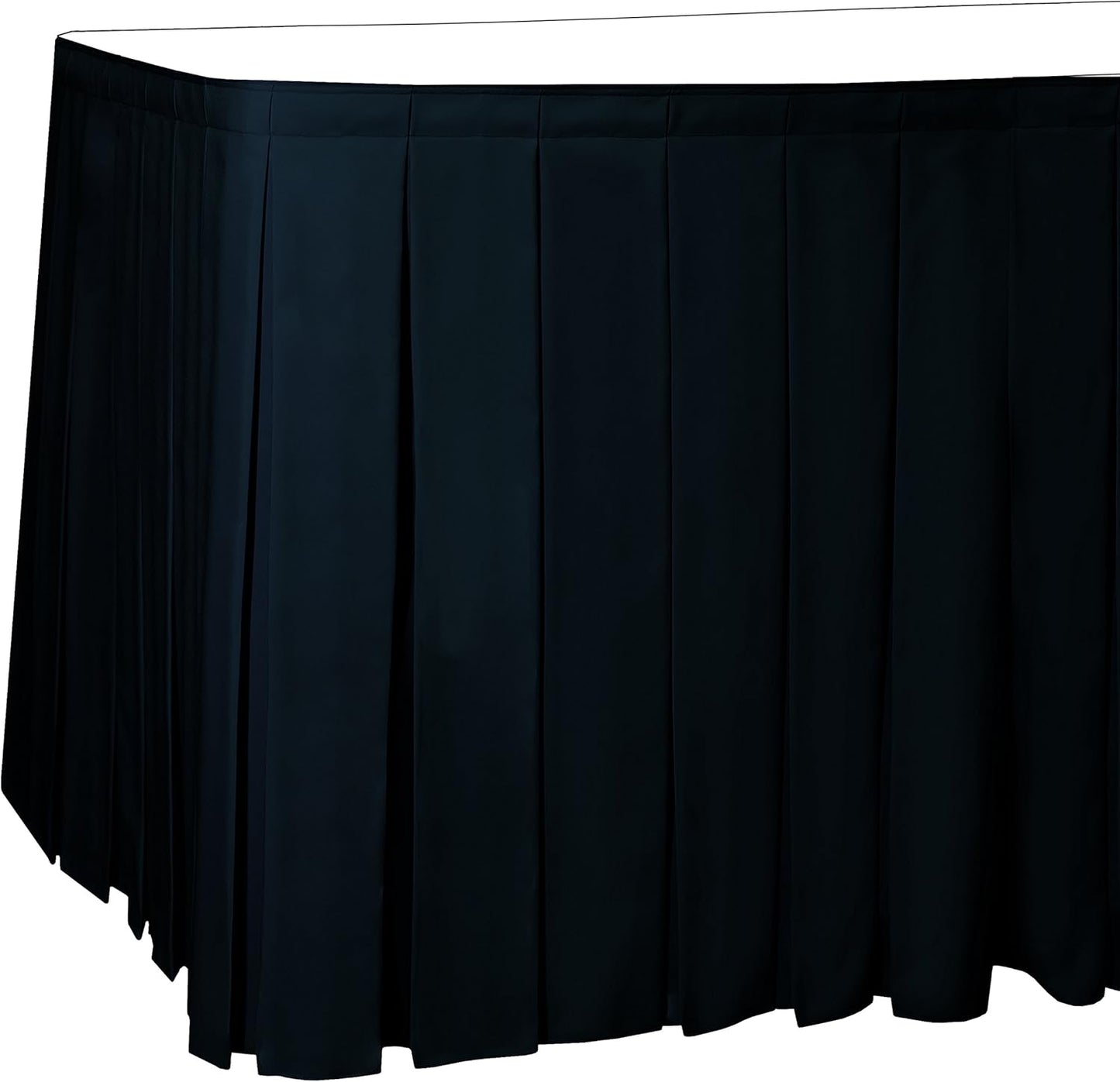 Ultimate Textile Pleat Polyester Fabric Table Skirt - Machine Washable Flame Resistant with Clips for Events, Weddings & Trade Shows, Cut & Sewn in Paterson, NJ - Midnight, 17' Box Pleat