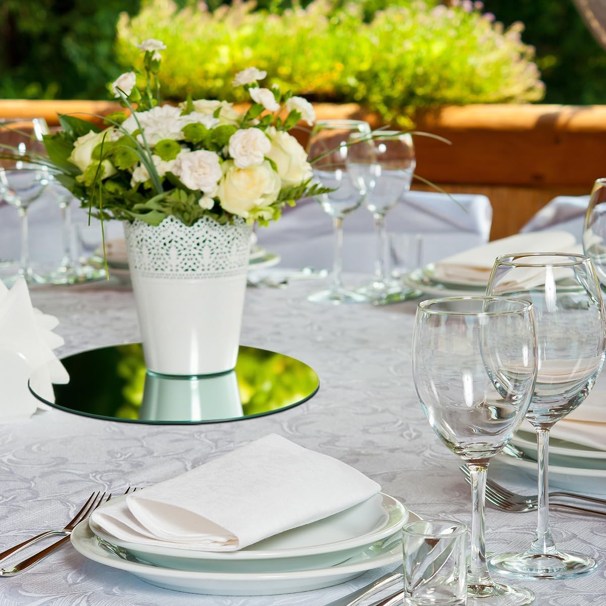 Round Mirror Centerpieces, Acrylic Circular Plates for Table Decoration, 15 Pack, Wedding Party Decor, Candle Tray (10inch)