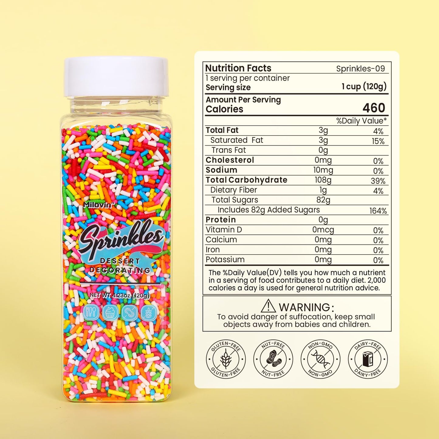 Rainbow Sprinkles for Cake Decorating, Edible Jimmy Bulk, Sprinkles Candy for Cake, Cupcake, Cookies, Macaron, and Ice Cream Topping(120g/4.23oz)