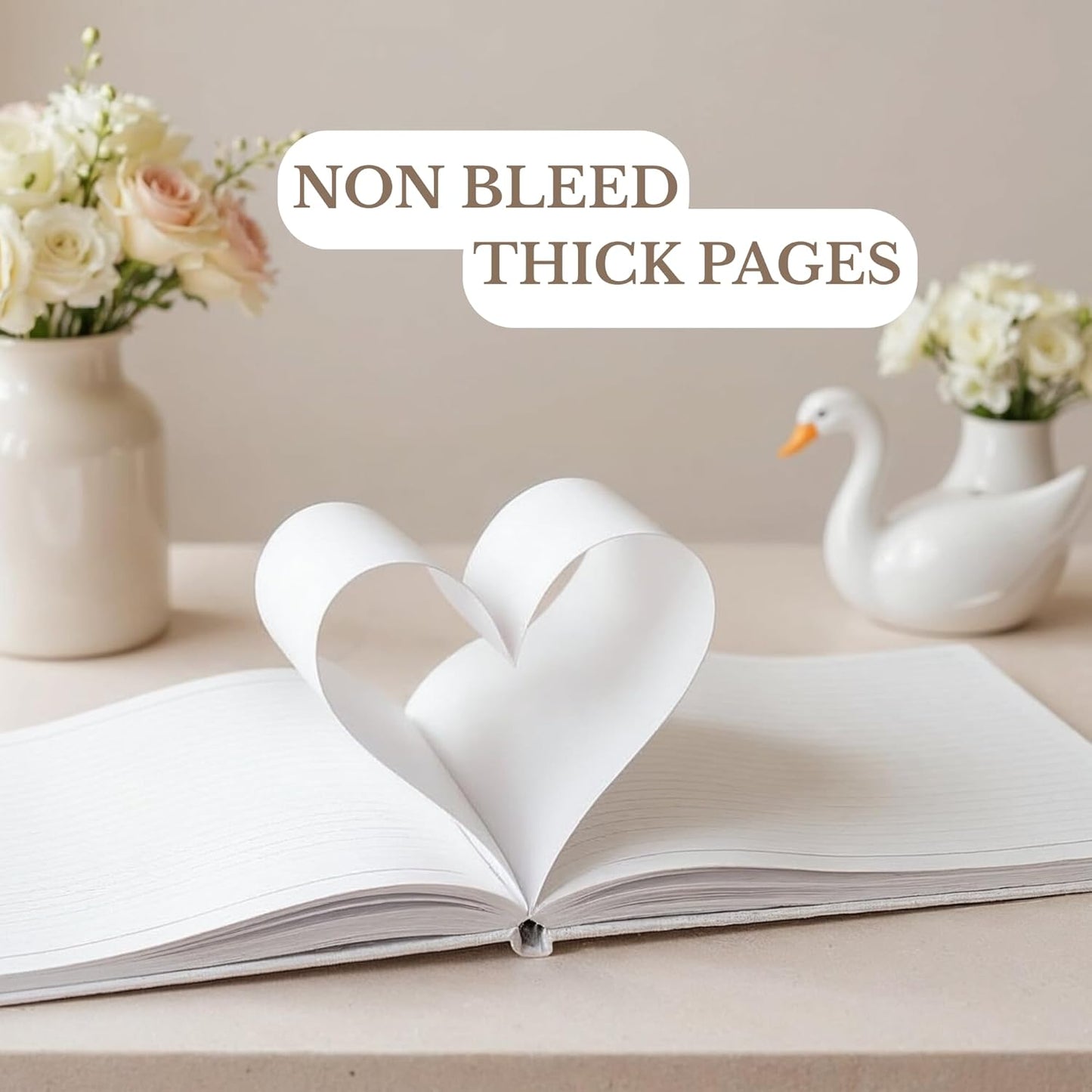 Wedding Guest Book for Guests to Sign, Elegant Wedding Guestbook Ideas, Sign in Book for Bridal and Baby Shower, Polaroid Guest Book, 100 Thick Lined and Blank Pages for Party, Wedding Books