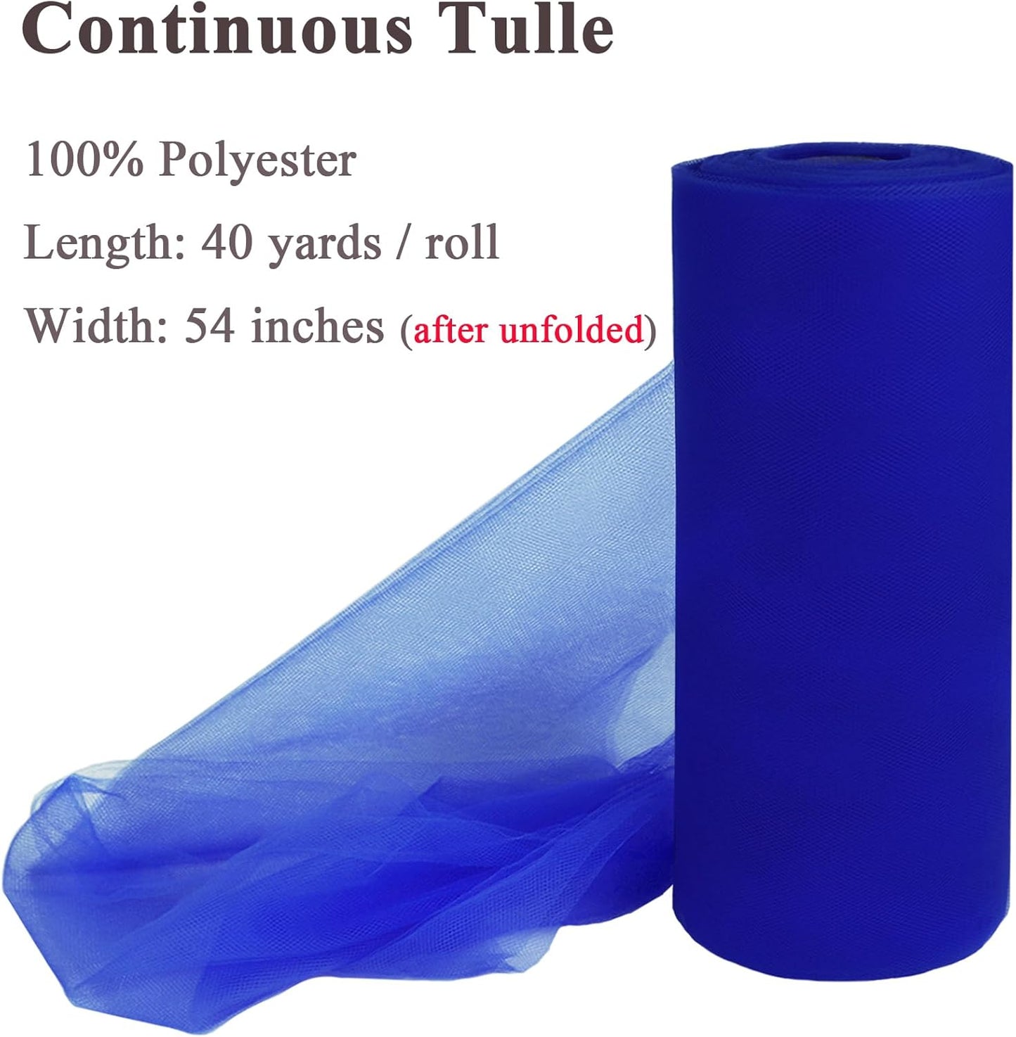 Royal Blue Tulle Fabric Rolls 54 Inch x 40 Yards Large Mesh Tull Bolt for Wedding, Garden Netting, Tutu Skirt, Party Decoration and Craft Supplies