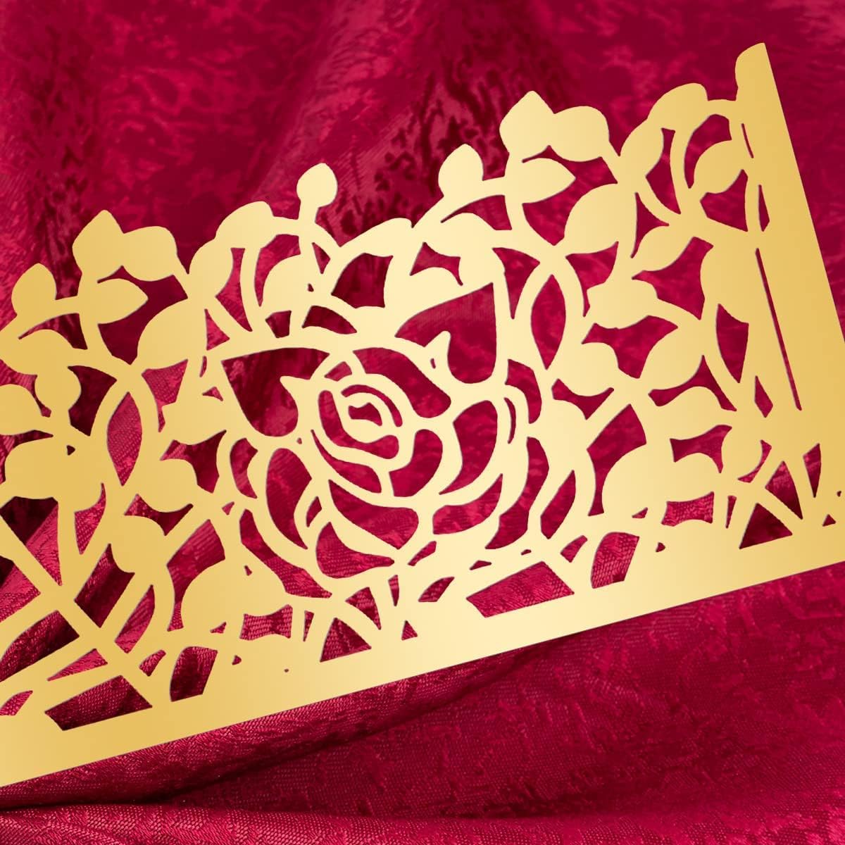 150PCS Rose Flower Paper Napkin Rings, Simple Napkin Holders Dinner Tables Rings Elegant Ornament Table Setting Decoration for Wedding, Christmas, Thanksgiving, Holiday, Party (Gold) (Pack of 2)