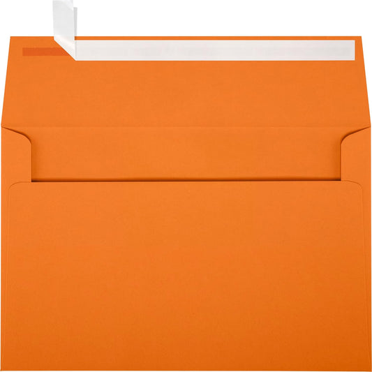 LUXPaper A9 Invitation Envelopes | Peel & Press | 5 3/4" x 8 3/4" | Mandarin Orange | 80lb. Text | 50 Qty