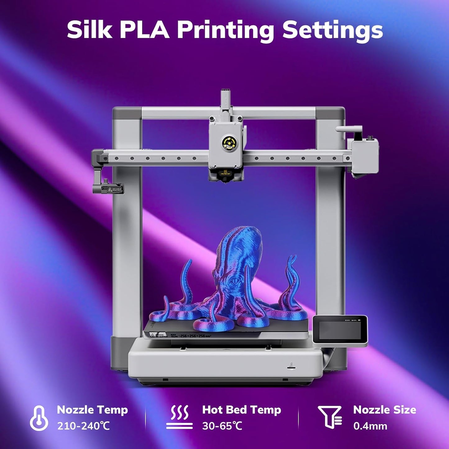 AMOLEN Silk PLA 3D Printer Filament, Shiny Dual Color PLA 1.75mm, Multicolor Change 3D Printing Filament for Most FDM 3D Printer, 1kg Spool(2.2lbs), Blue Fuchsia