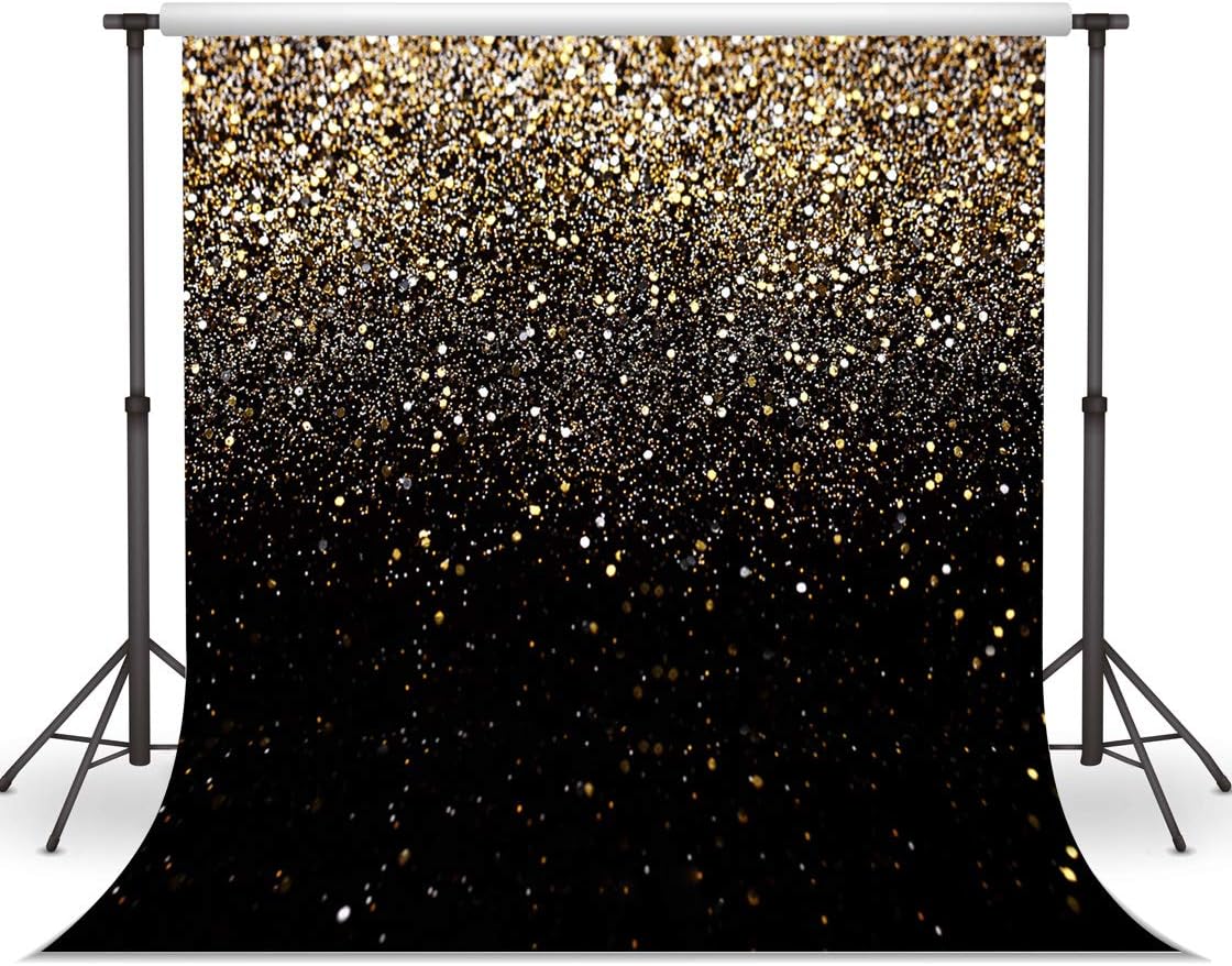WOLADA Black and Gold Backdrop Golden Glitter Backdrop for Photography Wedding Birthday Baby Shower Party Photo Studio 10x10FT 11176