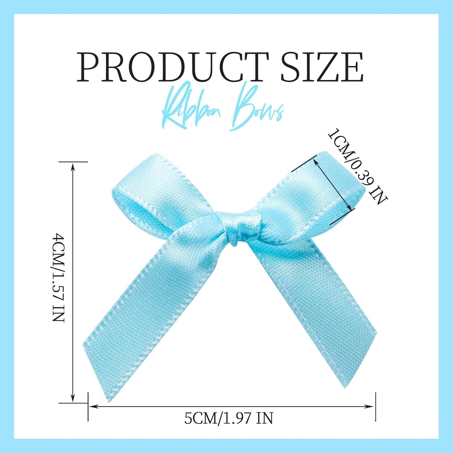 YGDZ 50 PCS Mini Blue Bows, Light Blue Satin Ribbon Bows, Small Bows for Crafts, Tiny Bow for Baby Shower, Party Decorations, Balloon, Gift Box Packaging