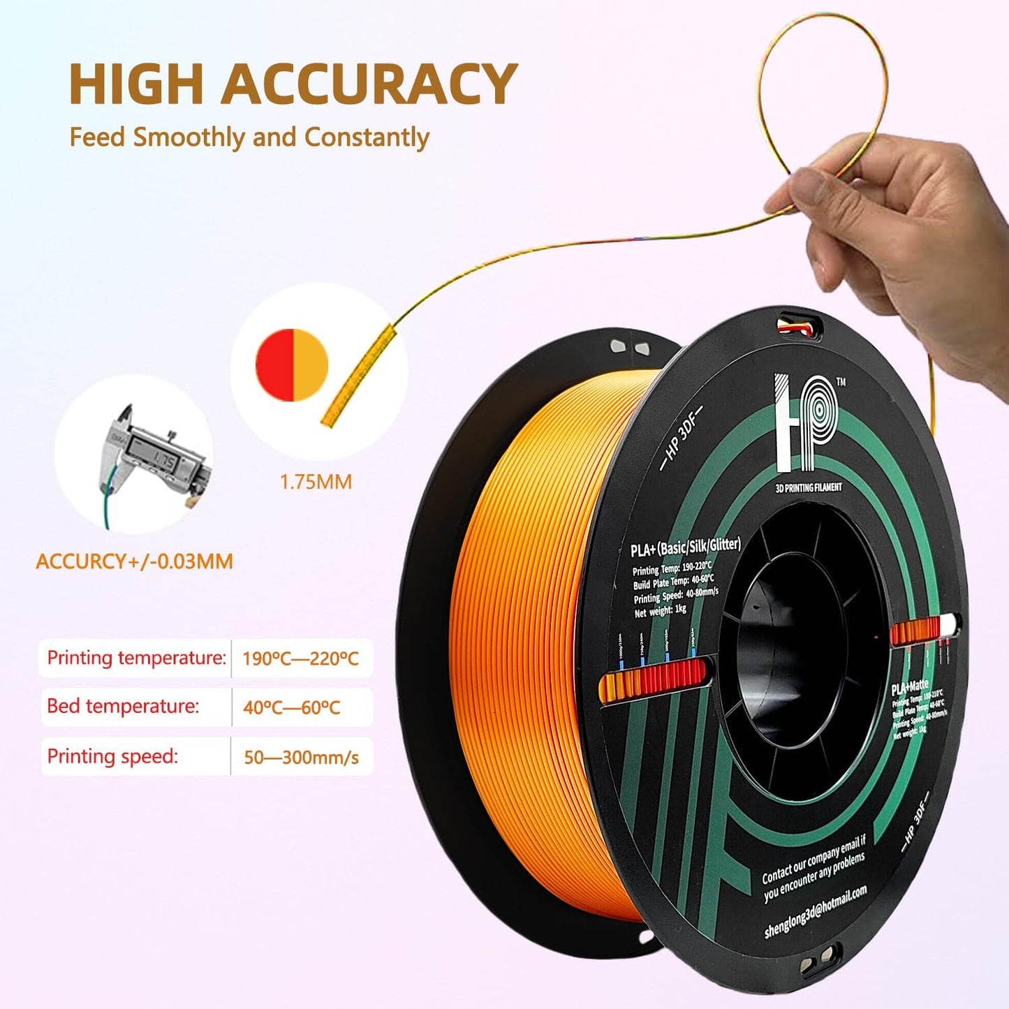 Dual Color PLA Filament,Shiny Silk Red Gold PLA, 3D Printer Filament, PLA Filament 1.75mm Dimensional Accuracy +/- 0.02mm, 1KG Spool (2.2 lbs), Fit Most FDM Printer (Silk Red Gold)