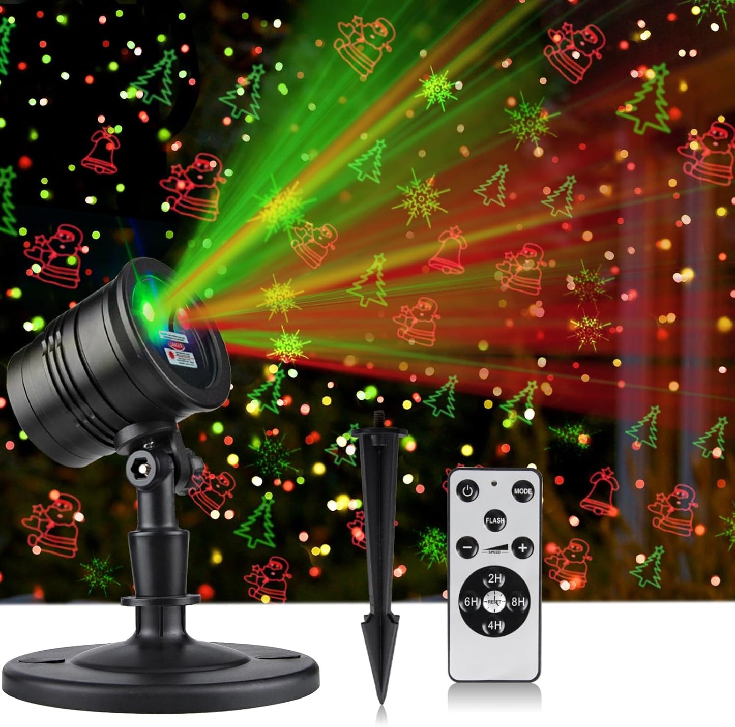 Laser Christmas Projector Lights Outdoor: Waterproof Outdoor Christmas Decorations Laser Light, Projection Christmas Lights for Outside with 5 Patterns, Xmas Spotlight for Yard Garden Holiday Party