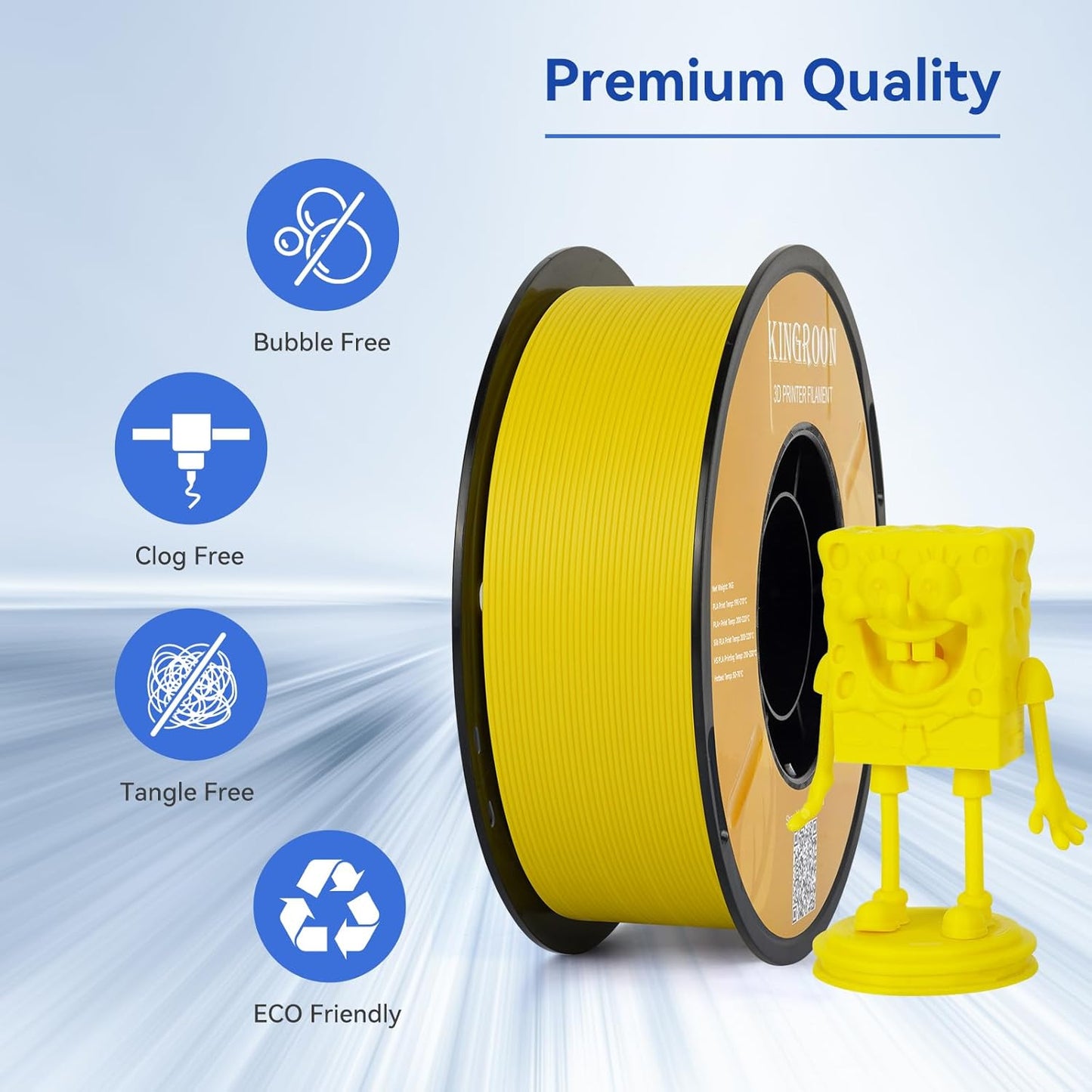 Kingroon PLA Filament 1.75mm 3D Printer Filament Lemon Yellow Pla 1kg Filament Dimensional Accuracy +/- 0.02mm, Fit Most FDM Printer,Lemon Yellow