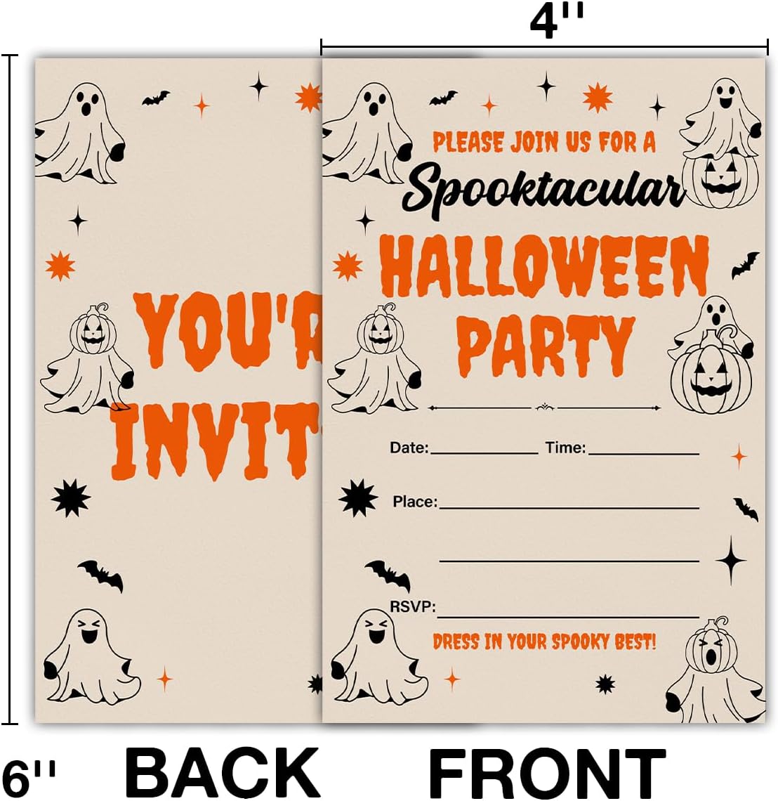 Halloween Party Invitations, Ghost Spooktacular Halloween Party Fill in Invites Cards With Envelopes (20 Count), Double Sided Design