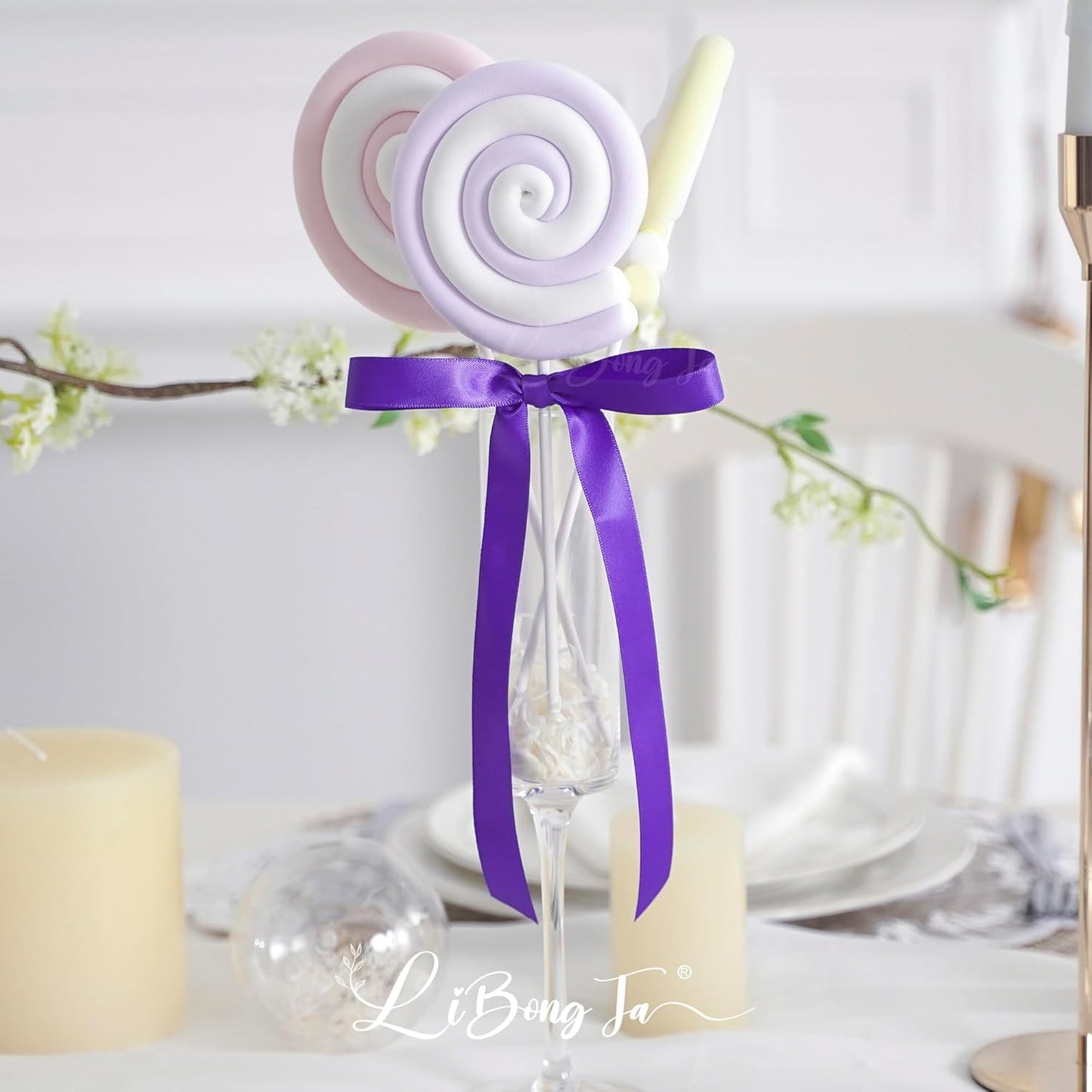 50 PCs Purple Bow 5 Inch Long Tail Bows for Gift Wrapping, Easter Bow Party Decorations, Twist Tie Bows, Satin Bows for Crafts, Premade Bows for Presents, Treat Bags, Bottles, Cakes