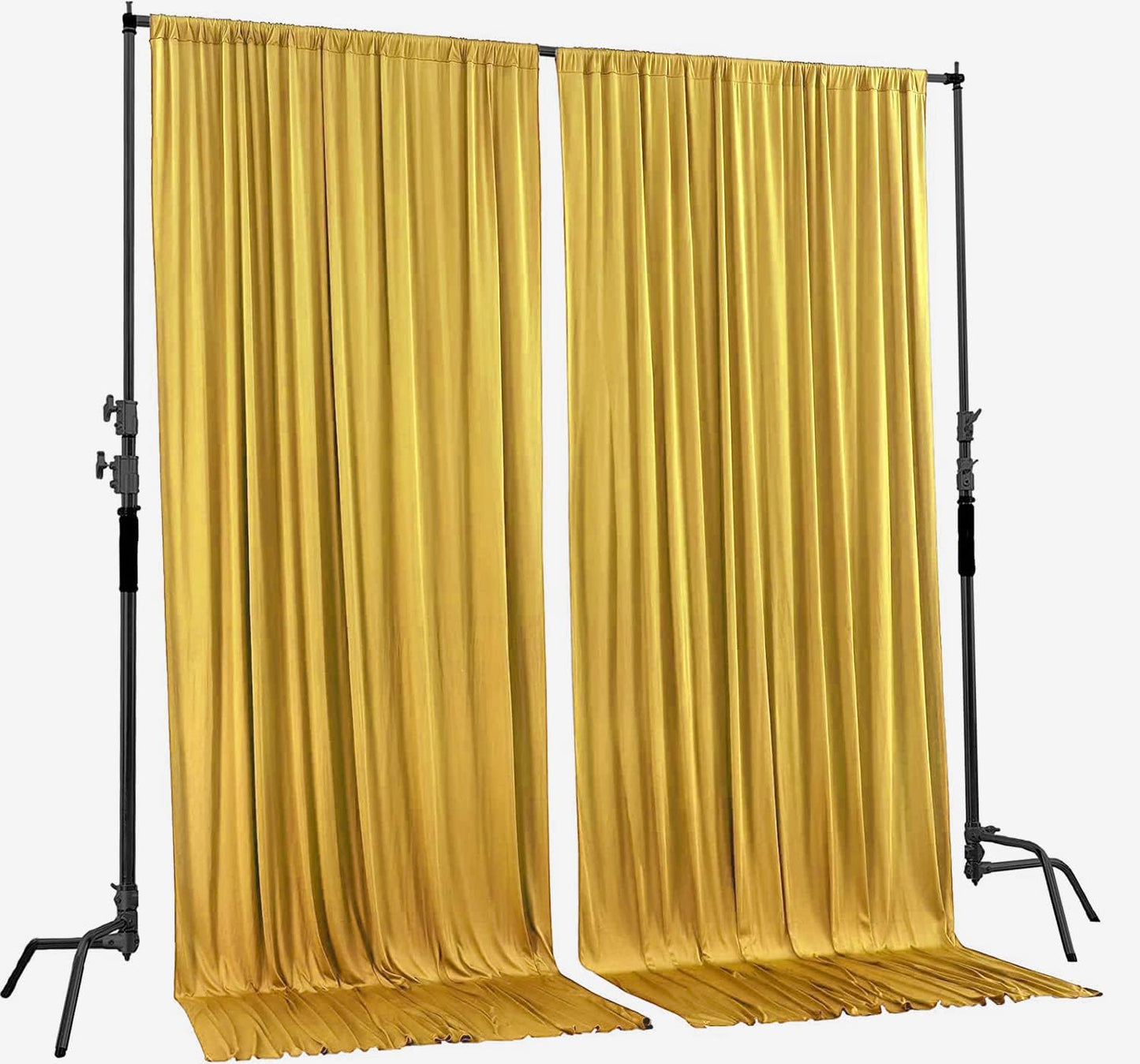 AK TRADING CO. 10 feet x 10 feet Mustard Gold Polyester Backdrop Drapes Curtains Panels with Rod Pockets - Wedding Ceremony Party Home Window Decorations