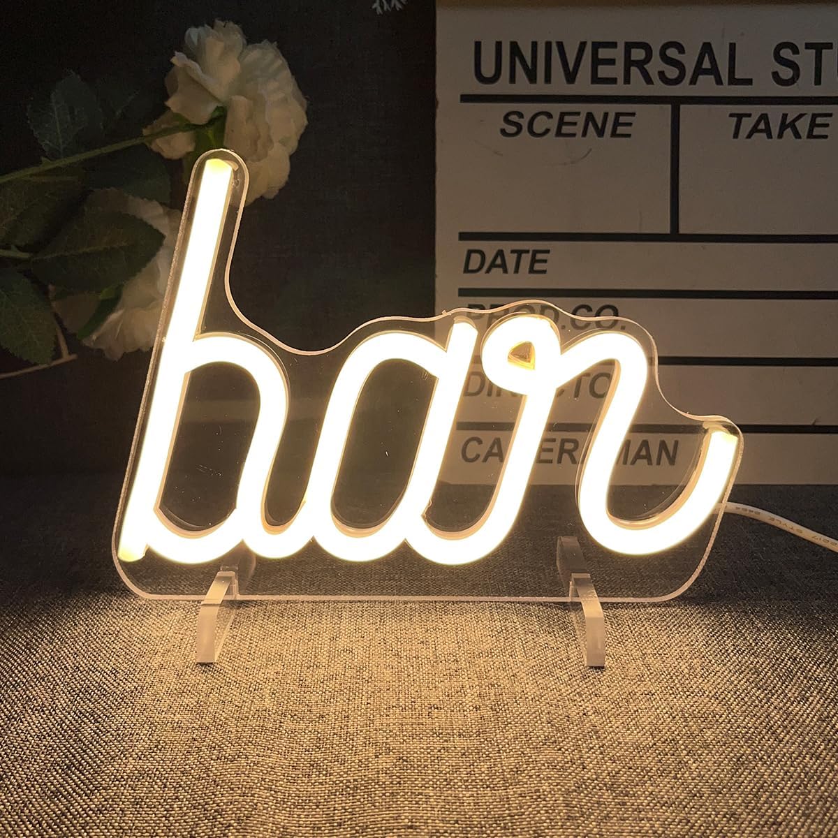 Bar Table Number Neon Sign Desk Lamp Night Light Wedding Letter LED Neon Sign Wedding Table Decorations Neon Light Shop Bedroom Home Room Decor Christmas Party Warm White USB 20×14.2 CM
