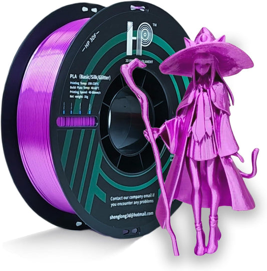 PLA Filament, Silk PLA, 3D Printer Filament, PLA Filament 1.75mm Dimensional Accuracy +/- 0.02mm, 1KG Spool (2.2 lbs), Fit Most FDM Printer (Silk Purple)