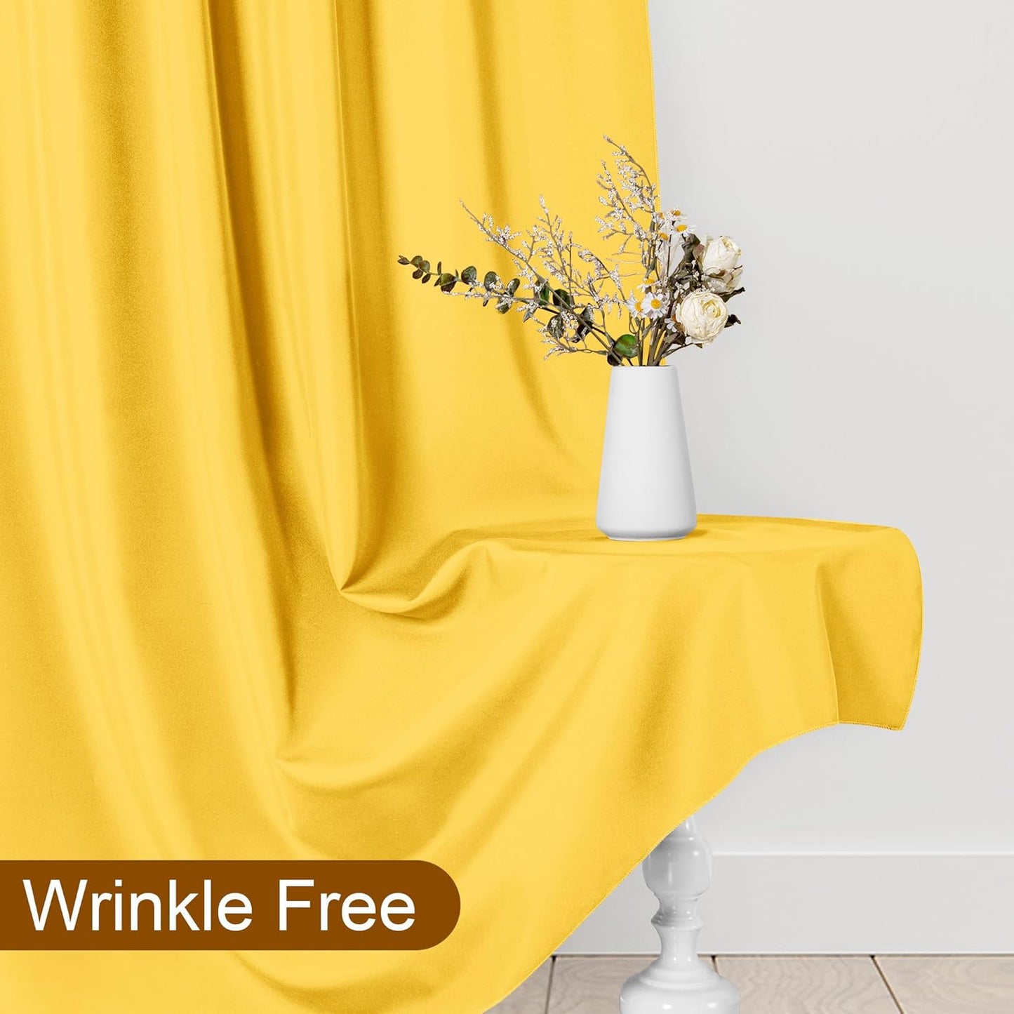 DWCN 10x10 FT Backdrop Curtains for Parties, Photography Backdrop Drapes with Rod Pockets for Wedding Decorations Stage Birthday Family Gatherings, 2 Panels 5ft x 10ft, Yellow