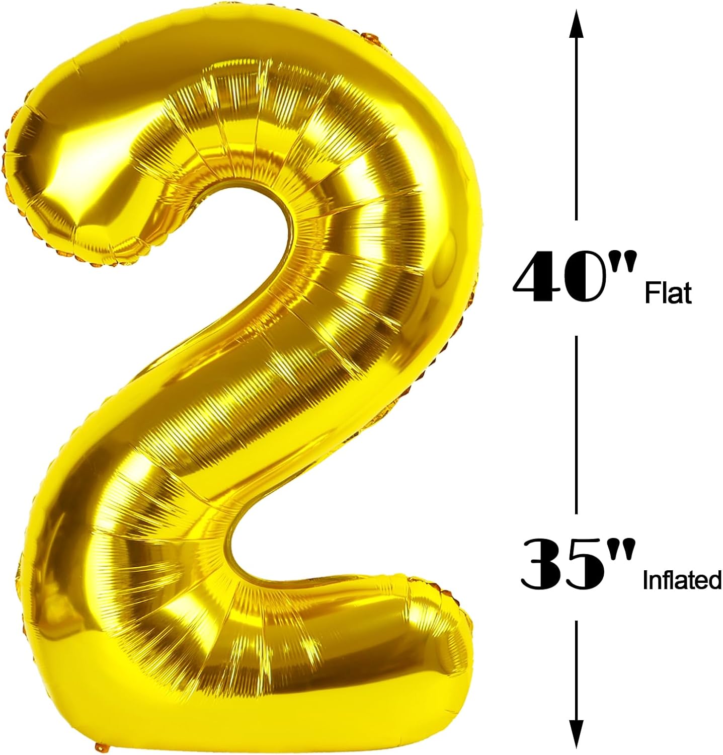 Gold 40 Inch Big Number Balloon Birthday Decoration, Number 2 Helium Balloon 12 22 23 24 26 2025 New Years Celebration, Boy Girl Baby Anniversary Party Graduations Supplies Decorations