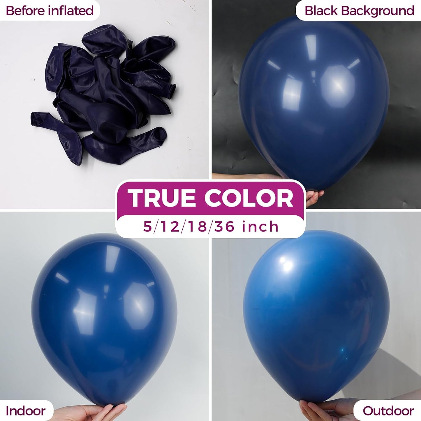 Bezente Navy Blue Balloons 18 Inch - 30 Pack Large Thick Blue Big Round Dark Blue Latex Balloon for Birthday Bridal Shower Graduation Wedding Party Decorations