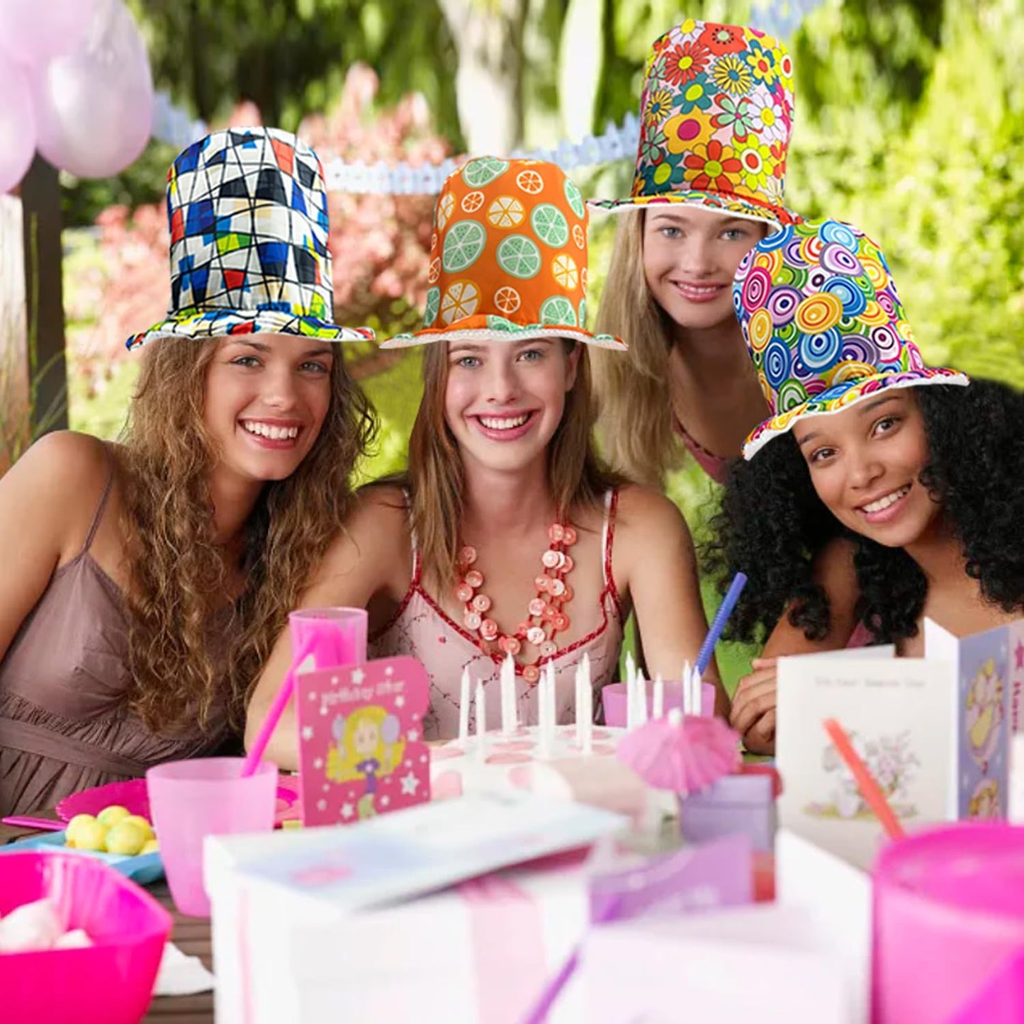 6 Assorted Pattern Funny Party Top Hats - Novelty Crazy Hats - Dress Up Costume Hats - Photo Booth Props for Adults Teen