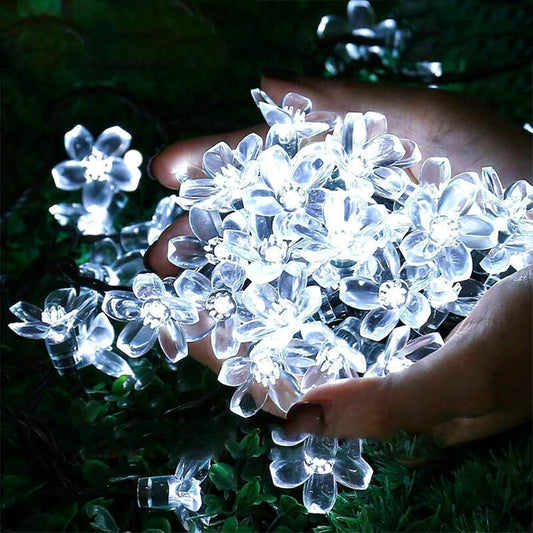 Fairy Cool White Flower String Lights, 33ft 100 LED Plug in 8 Lighting Mode Cherry Blossom Indoor Wall Ceiling Window Decorations, Aesthetic Lamp Decor for Christmas Holiday Easter Bed Room