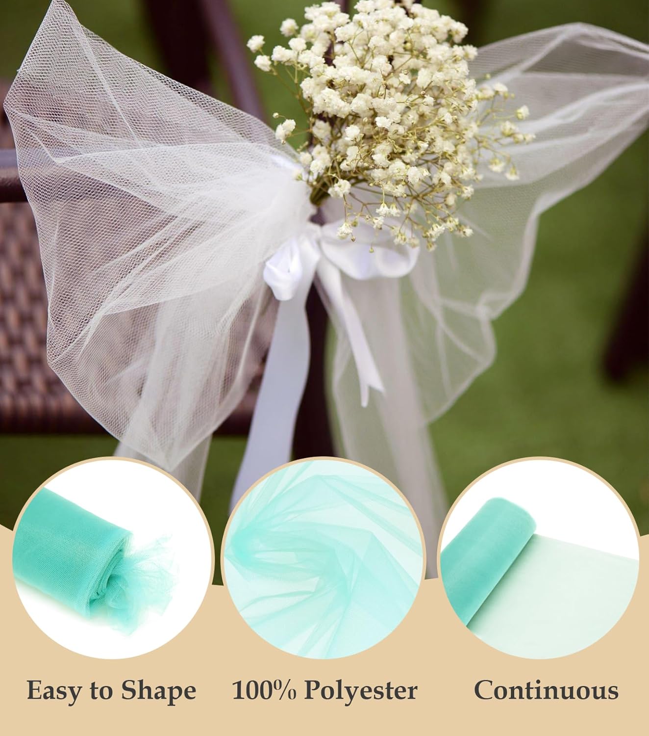 Tulle Fabric Roll, 54" x 10 Yards (30FT) Tulle for Wedding Decoration DIY Tutu Party Backdrop Baby Shower Table Skirts Gift Wrapping (Aqua Blue)