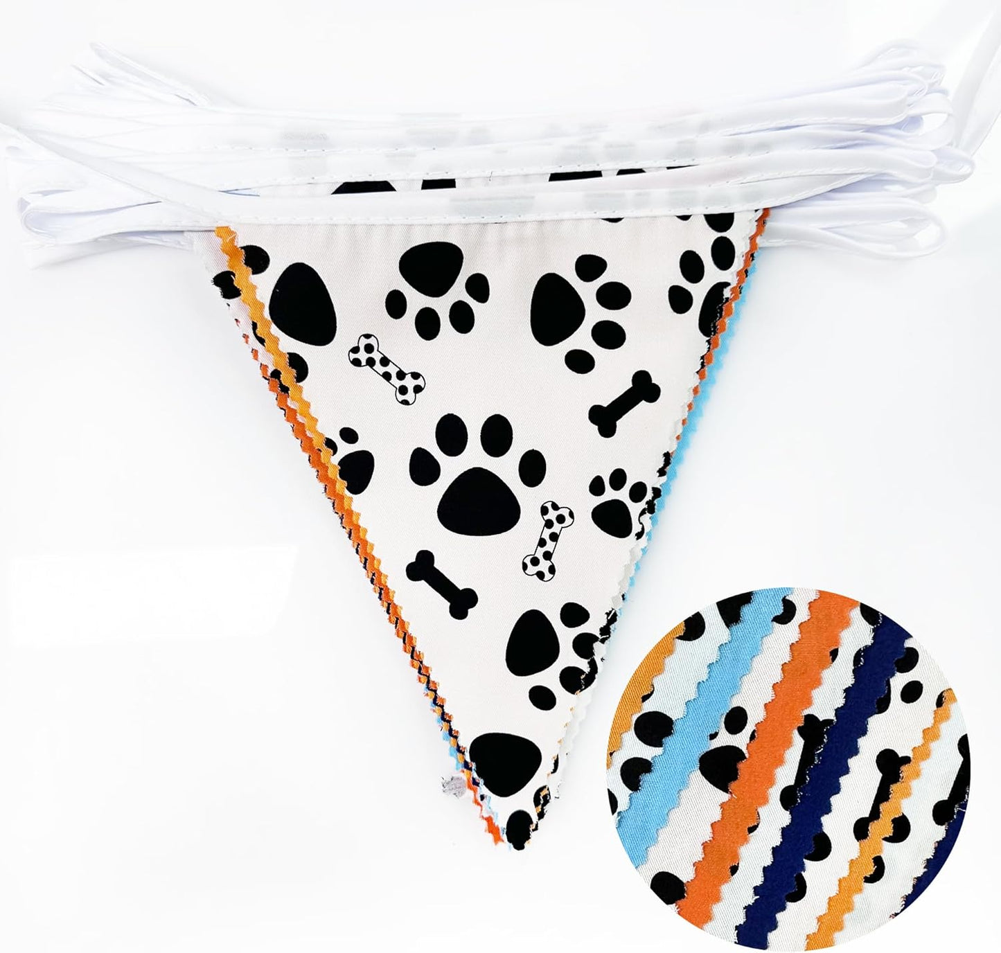 32Ft Orange Blue Dog Paw Party Decorations Puppy Paw Print Fabric Banner Triangle Pennant Flag Garland Streamers for Kids Boys Blue Dog Birthday Baby Shower Party Outdoor Garden Decor Supplies