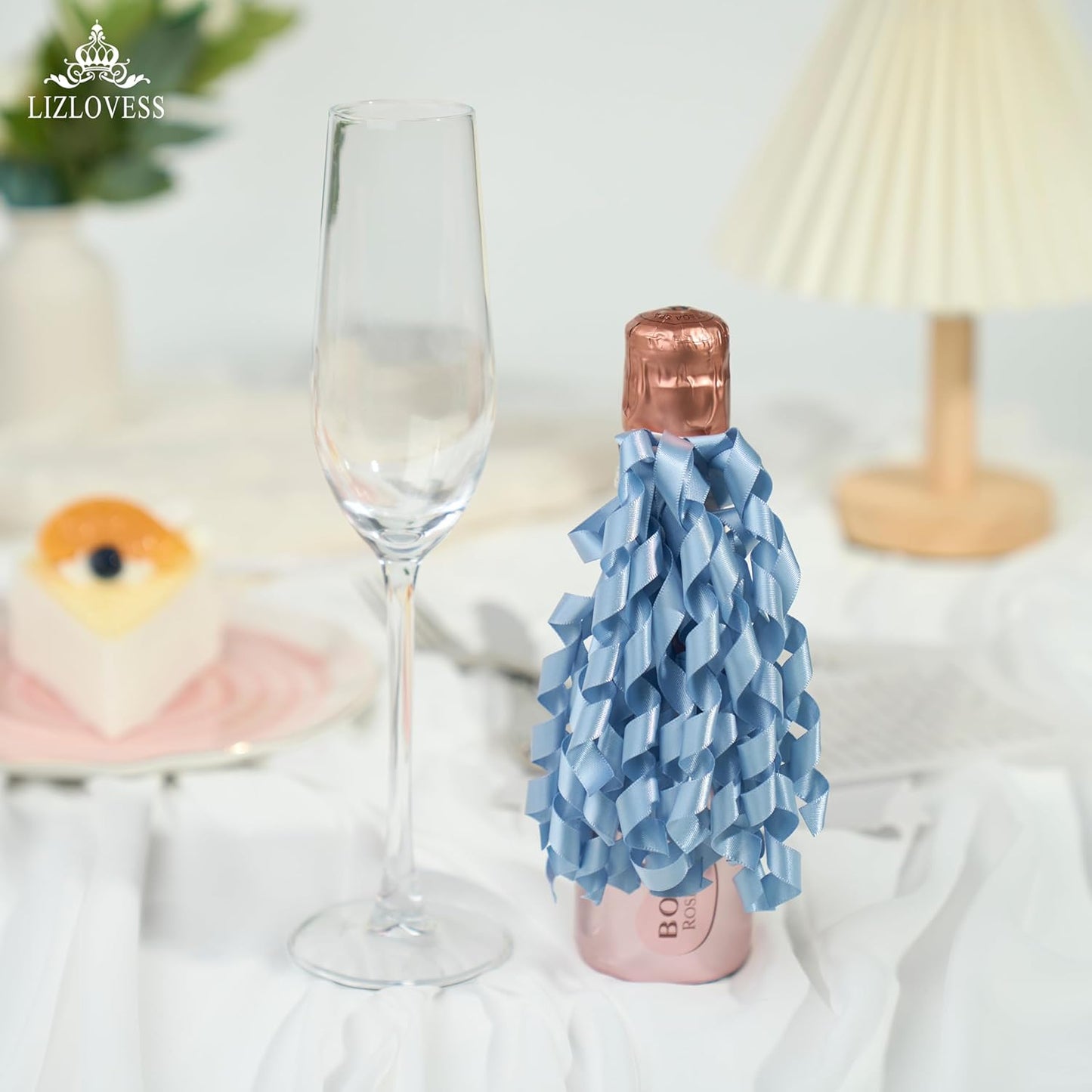 6 Inch Dusty Blue Curly Bows for Gift Wrapping Set of 6, Self Adhesive Bows French Blue Gift Bows for Presents, Satin Ribbon Bows for Birthday, Wedding, Christmas, Bridal Shower