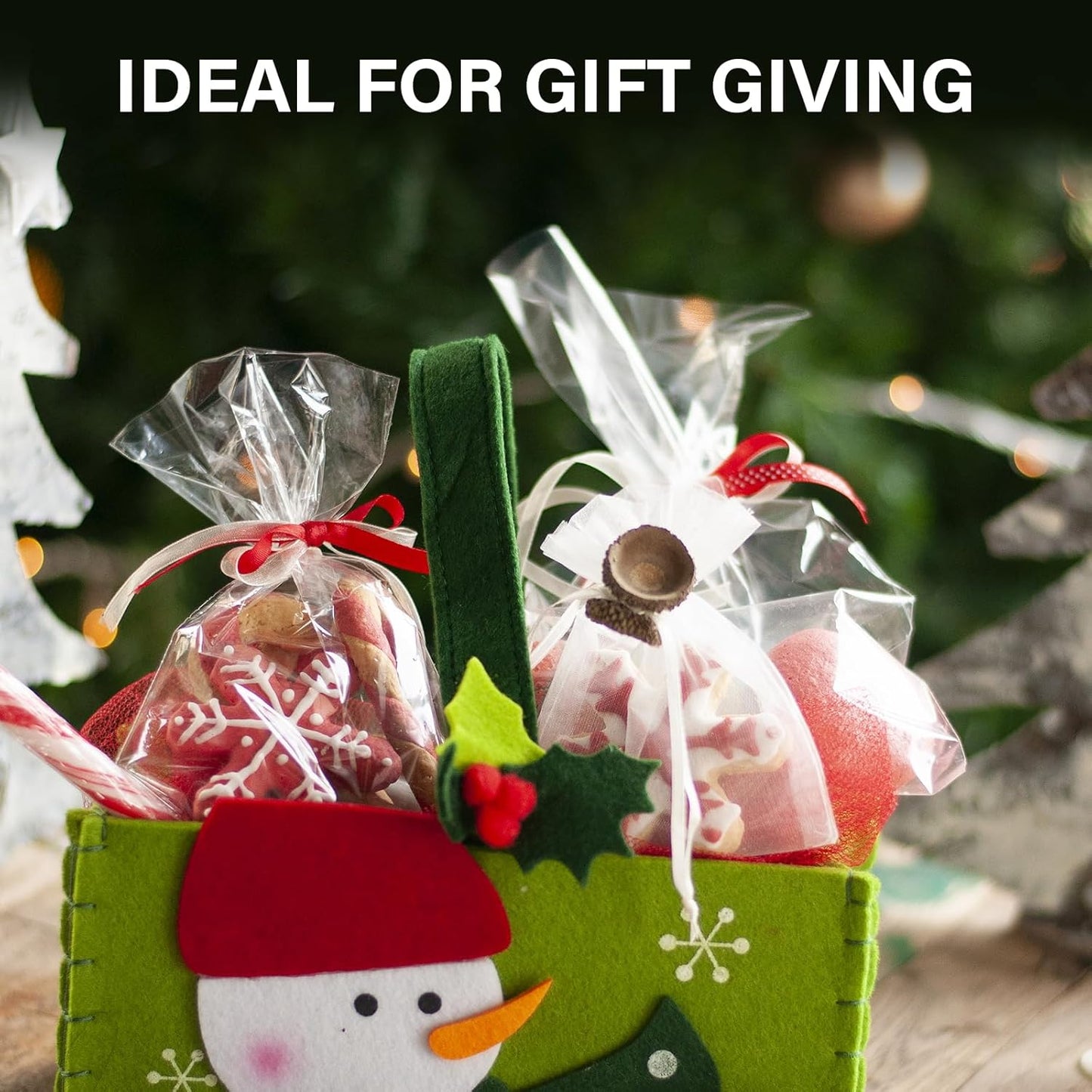 ZHEWTOEN 100 Pcs 7x10 Inch Clear Cellophane Bags with Color Twist Ties, Plastic Goodie Cello Treat Bags for Candy, Cookies, Popcorn, Small Gift Wrapping, Party Favors, Bakery Packaging