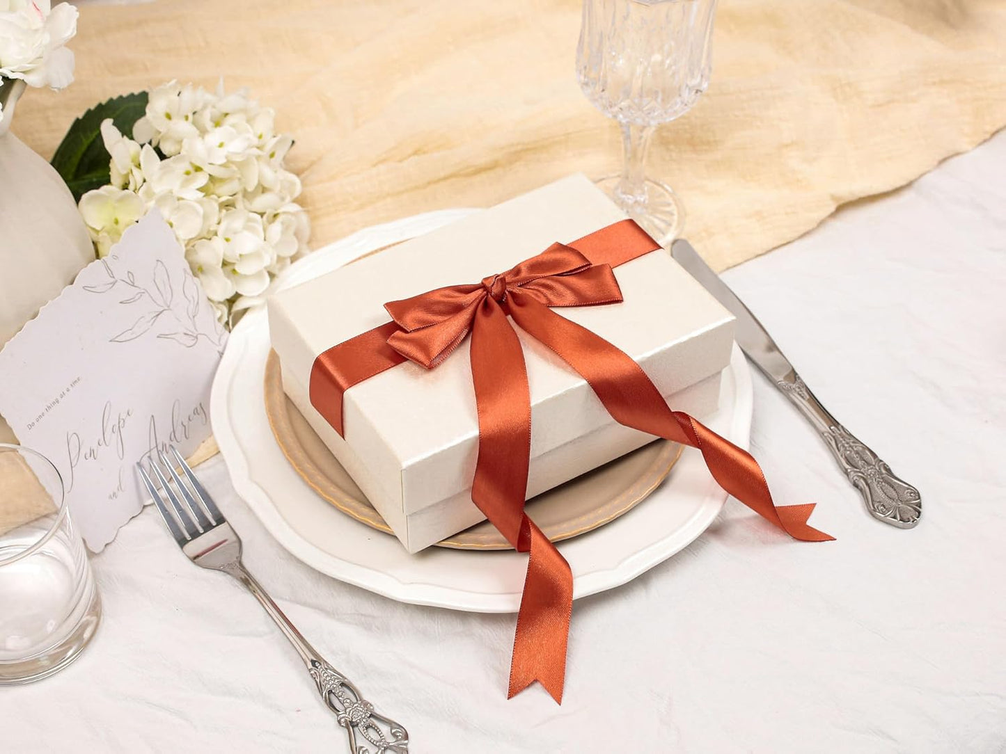 Copper Satin Ribbon 1 inch X Continuous 50 Yards, Single Face Polyester Ribbon Perfect for Gift Wrapping, Flower Bouquet, Wedding Decor, Crafts, Bow Making, Sewing and More