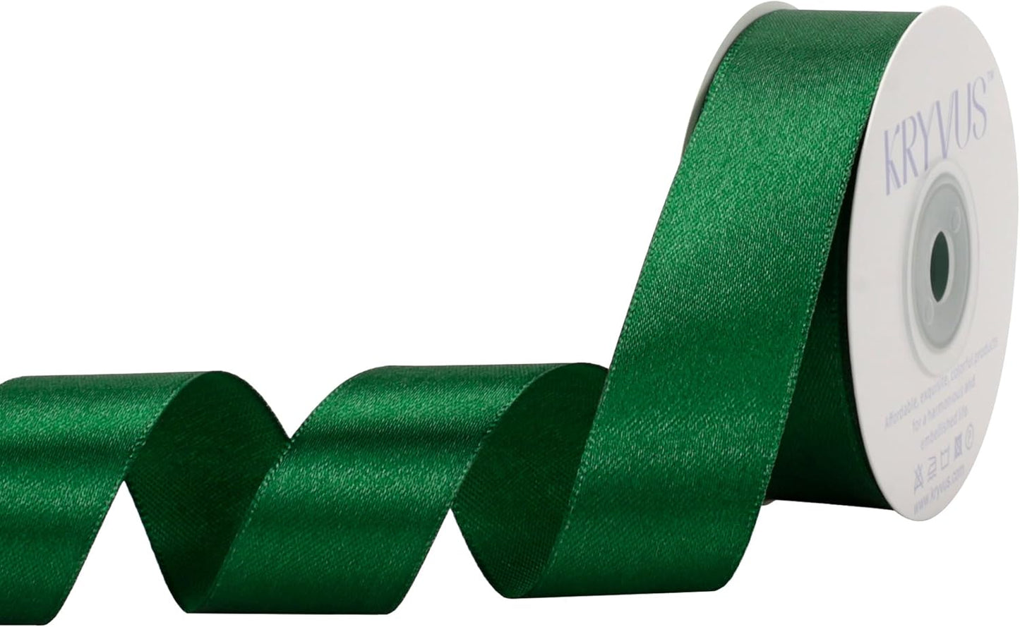 Green Satin Ribbon 1 inch X Continuous 25 Yards, Single Face Polyester Ribbon Perfect for Gift Wrapping, Flower Bouquet, Wedding Decor, Crafts, Bow Making, Sewing and More